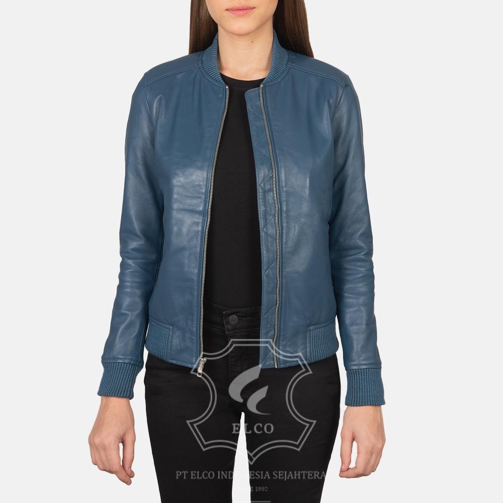 Jaket Kulit Wanita Desain Bomber - WCB 403 - Gambar 3