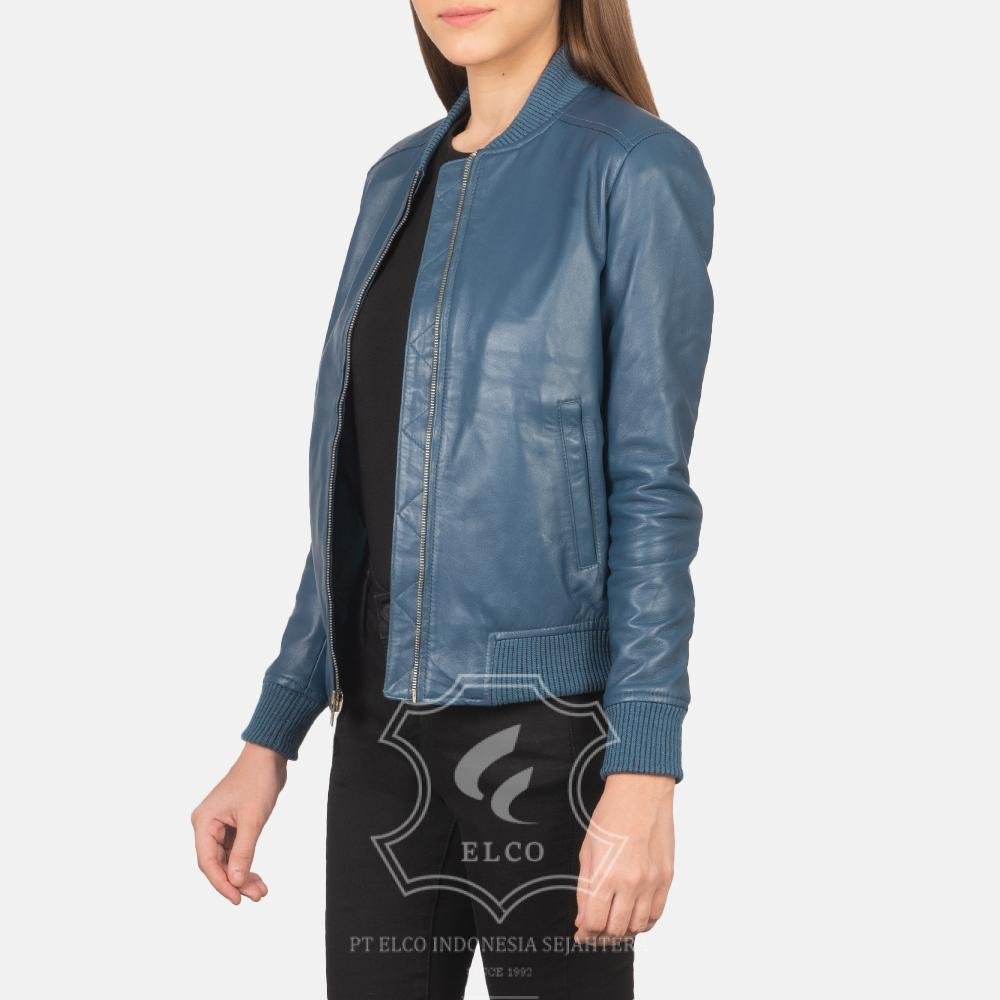 Jaket Kulit Wanita Desain Bomber - WCB 403 - Gambar 4