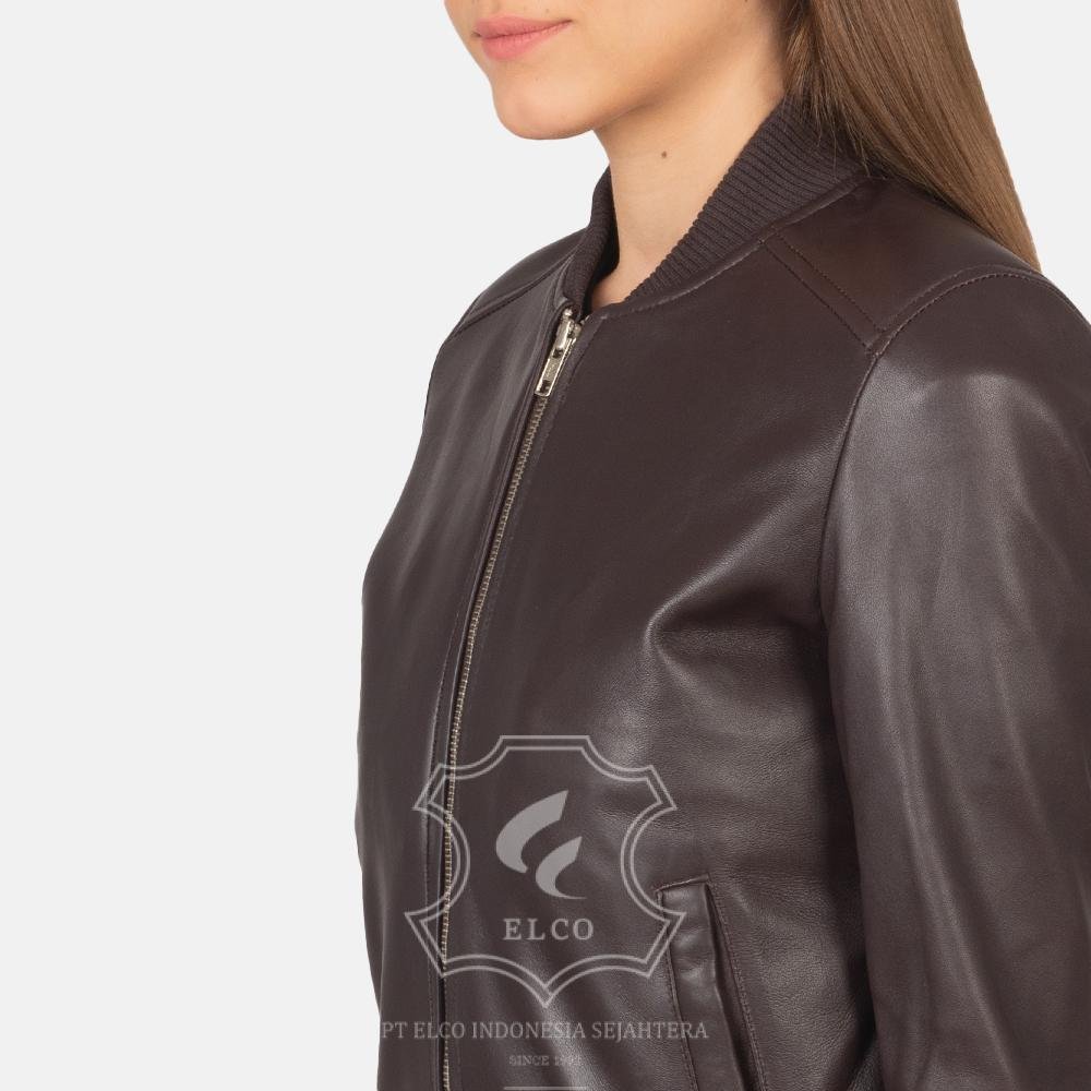Jaket Kulit Wanita Desain Bomber - WCB 402 - Gambar 2