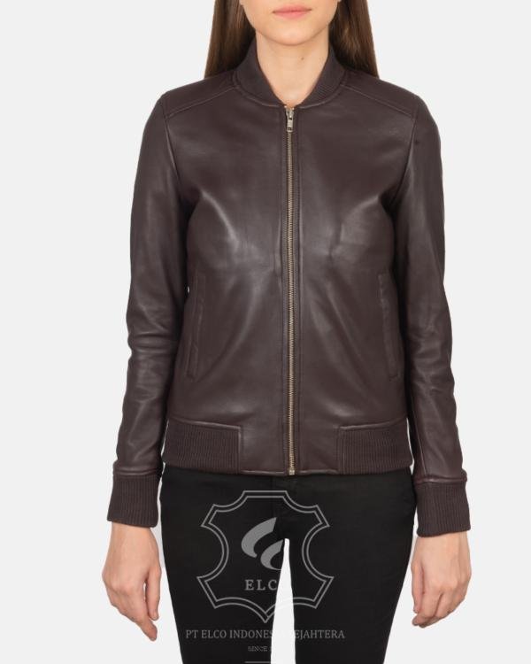 Jaket Kulit Wanita Desain Bomber - WCB 402