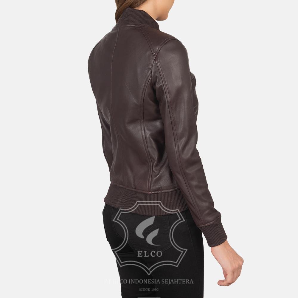 Jaket Kulit Wanita Desain Bomber - WCB 402 - Gambar 5