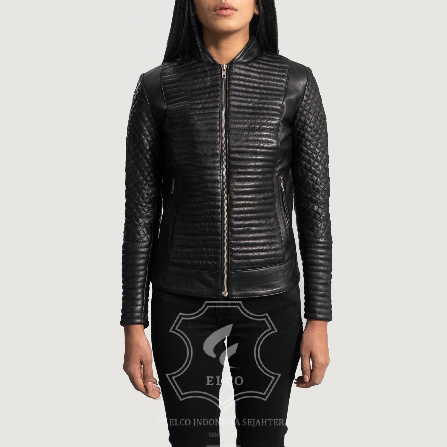 Jaket Kulit Wanita Desain Biker - WB 403