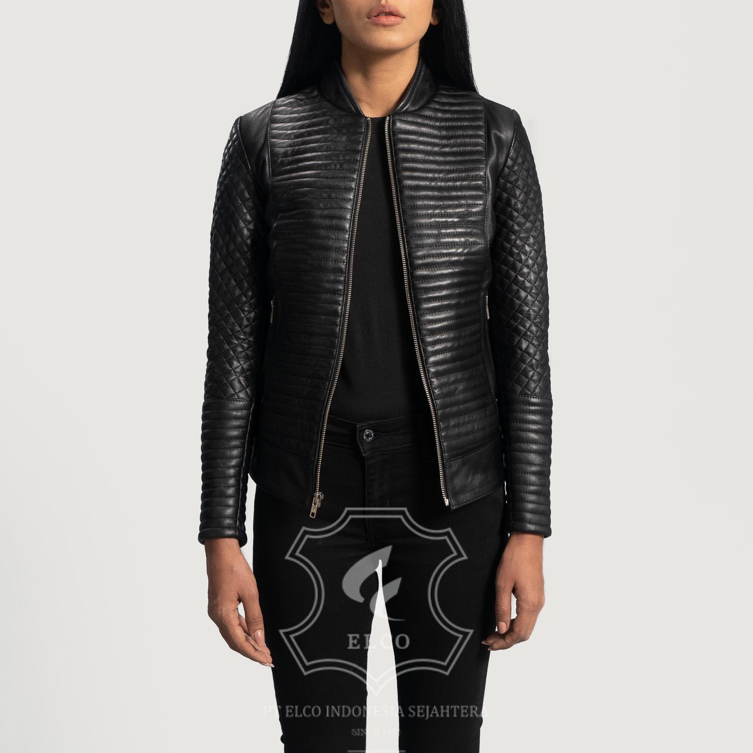 Jaket Kulit Wanita Desain Biker - WB 403 - Gambar 4