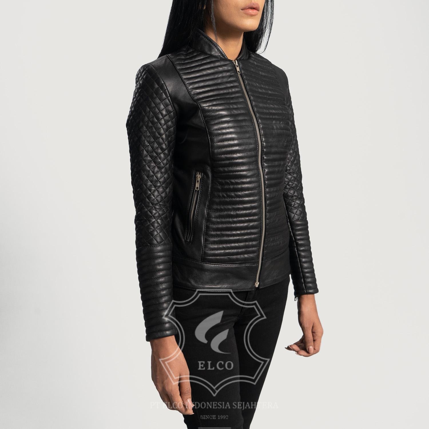 Jaket Kulit Wanita Desain Biker - WB 403 - Gambar 3