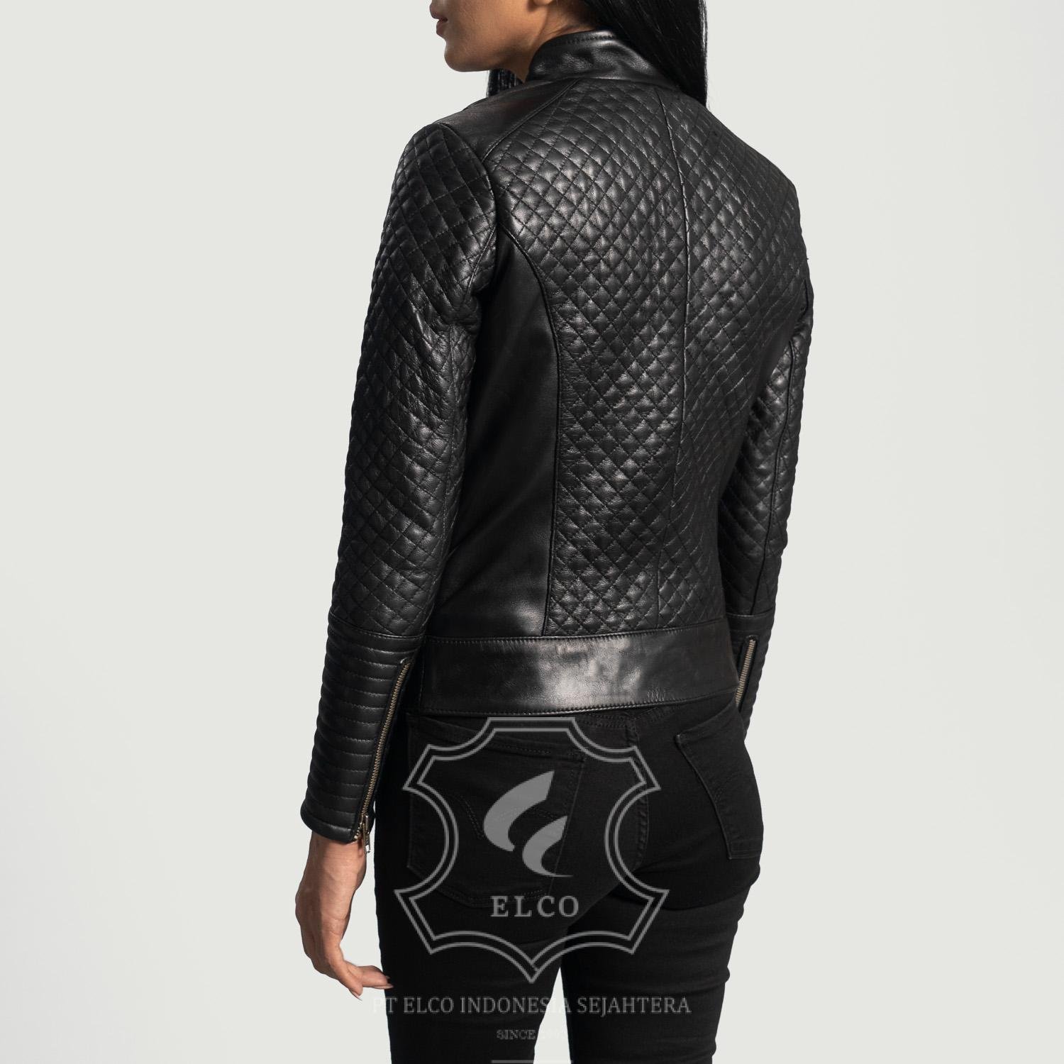 Jaket Kulit Wanita Desain Biker - WB 403 - Gambar 5