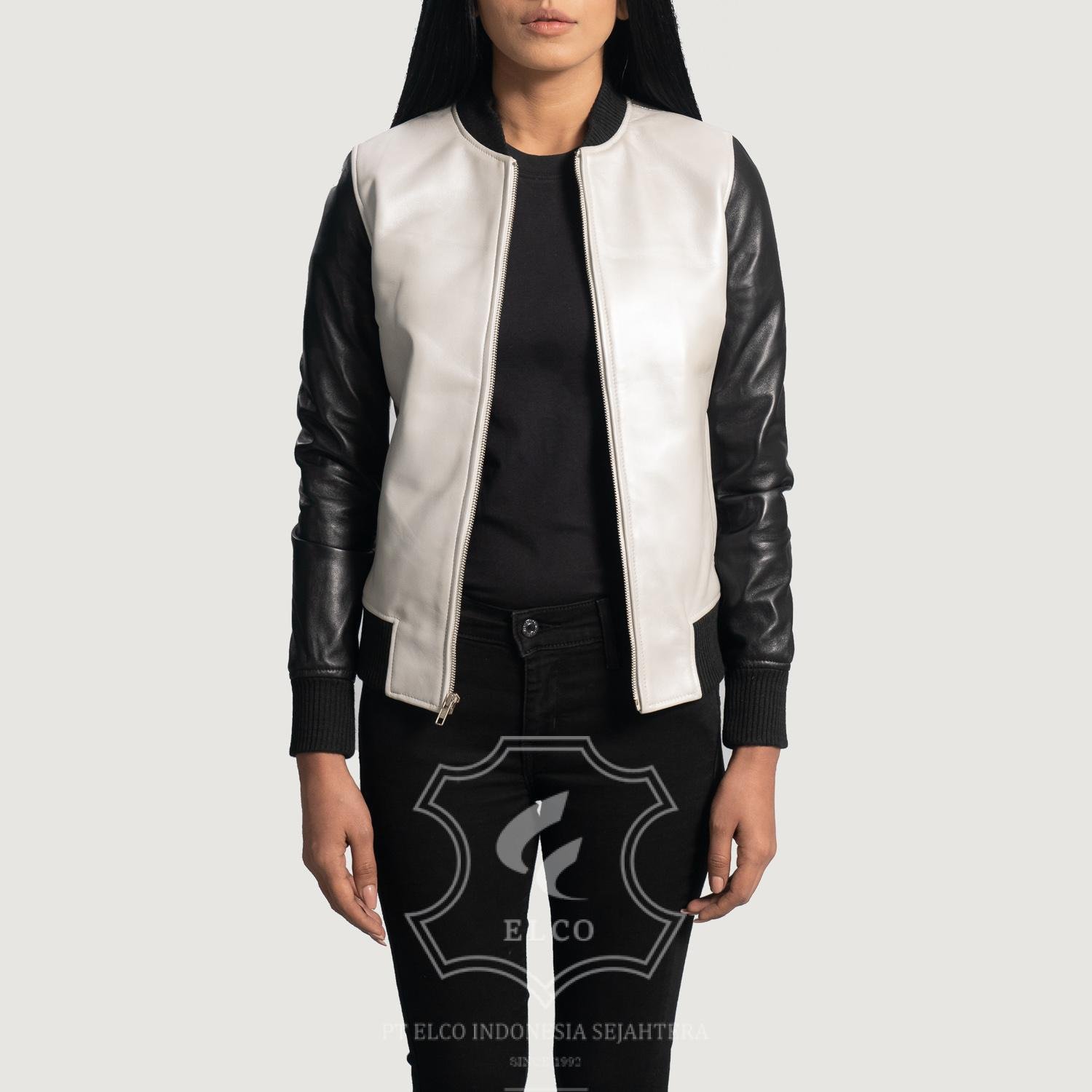 Jaket Kulit Wanita Desain Bomber - WCB 416 - Gambar 2
