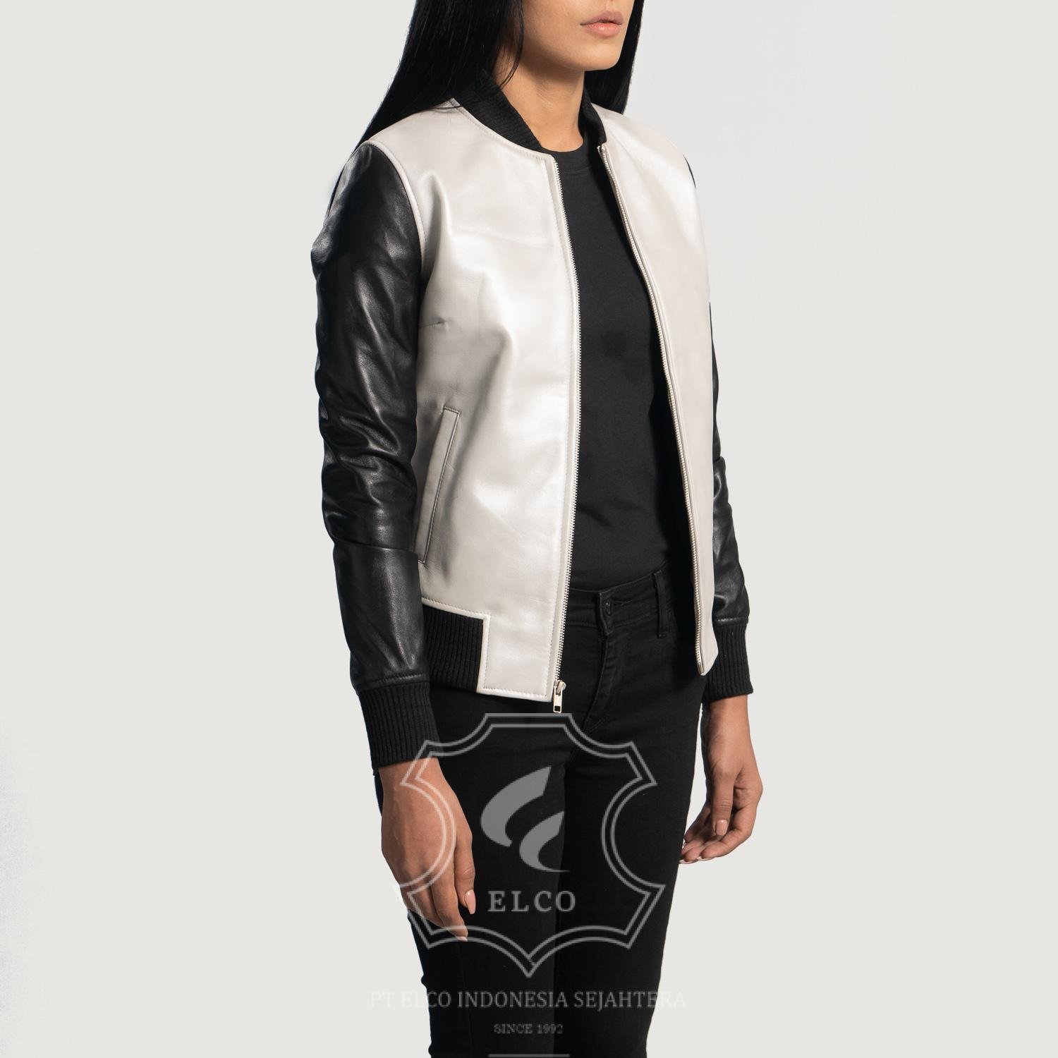 Jaket Kulit Wanita Desain Bomber - WCB 416 - Gambar 3