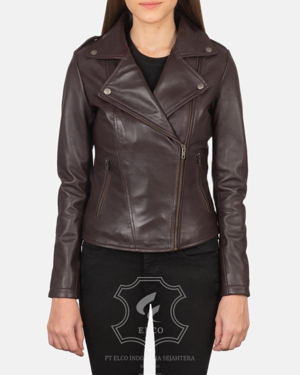 Jaket Kulit Wanita Desain Serong - WS 406