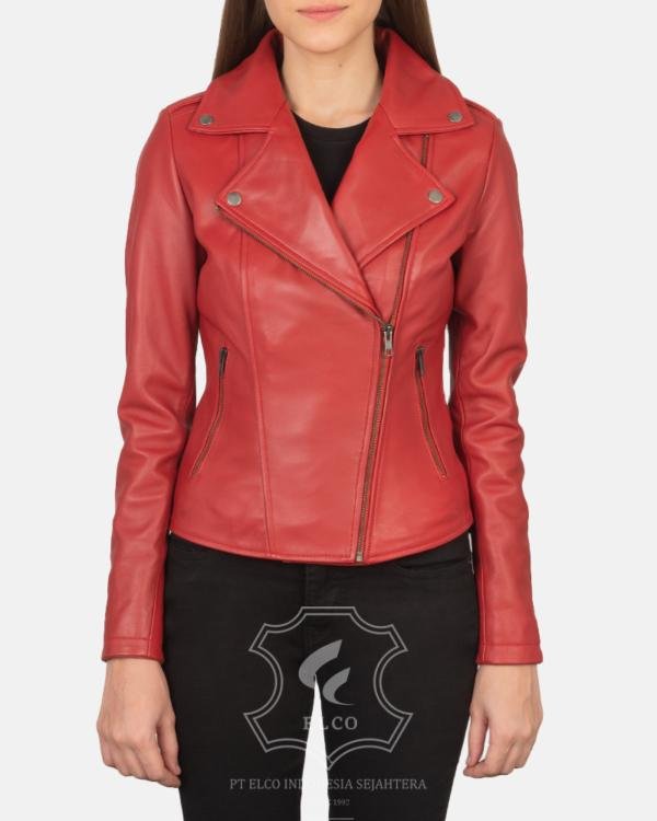 Jaket Kulit Wanita Desain Serong - WS 407