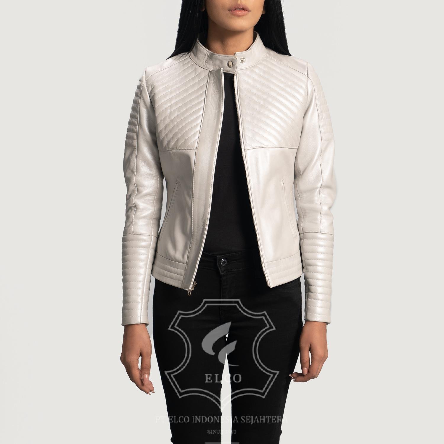 Jaket Kulit Wanita Desain Biker - WB 406 - Gambar 3