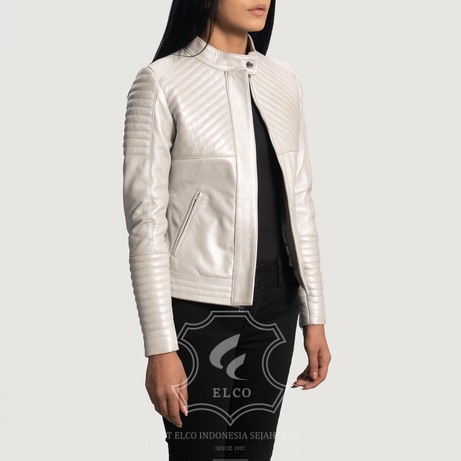 Jaket Kulit Wanita Desain Biker - WB 406 - Gambar 4