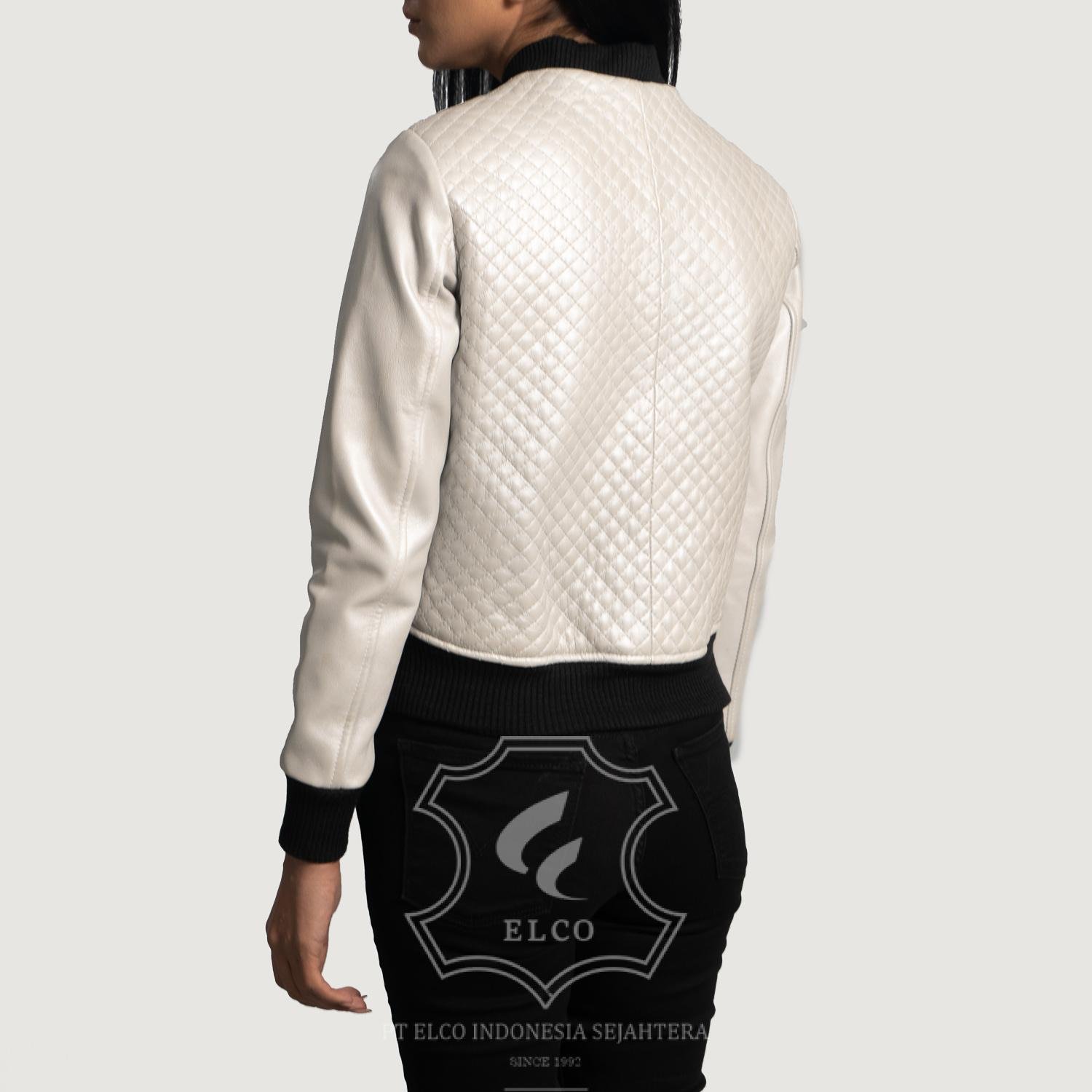 Jaket Kulit Wanita Desain Bomber - WCB 417 - Gambar 4