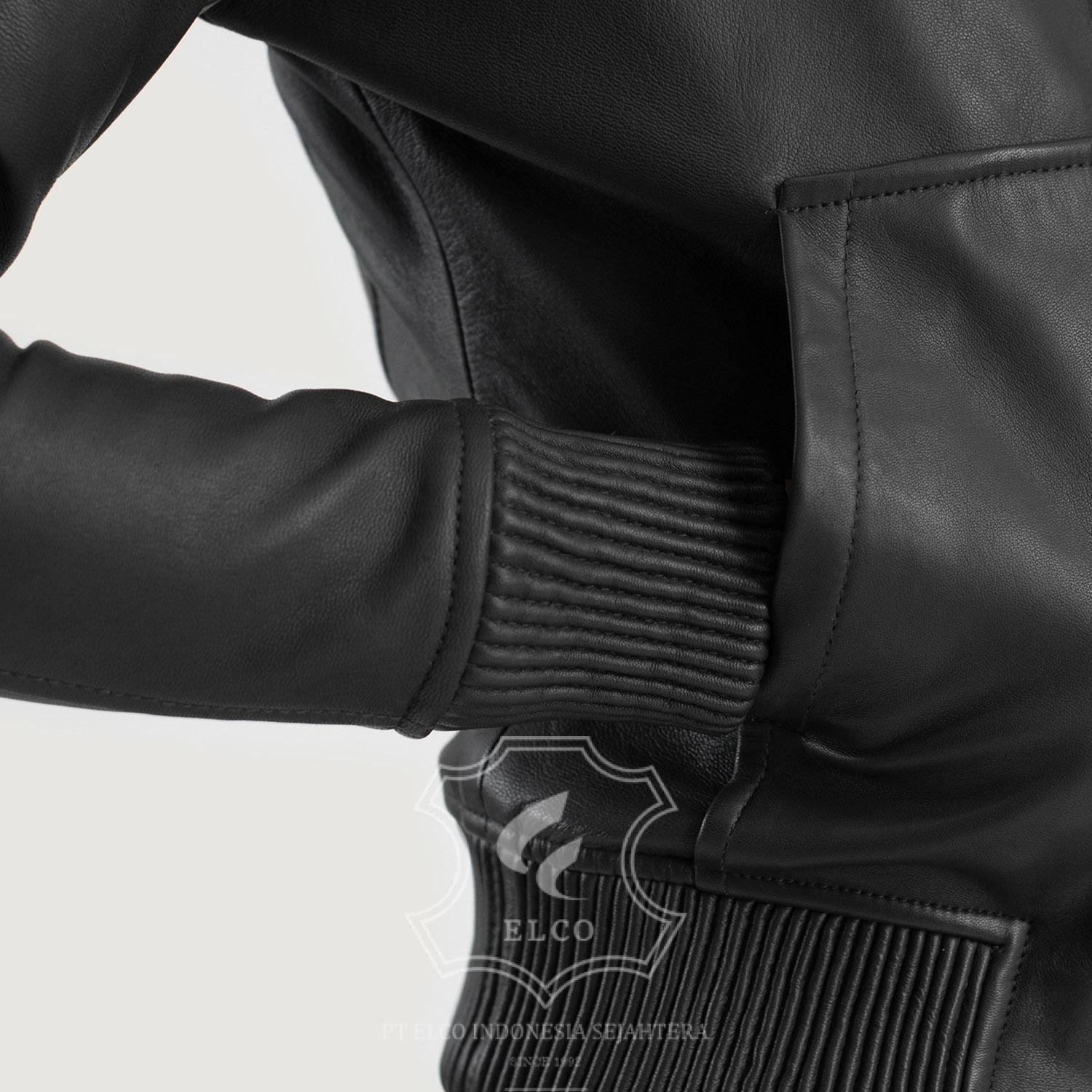 Jaket Kulit Wanita Desain Bomber - WCB 408 - Gambar 5