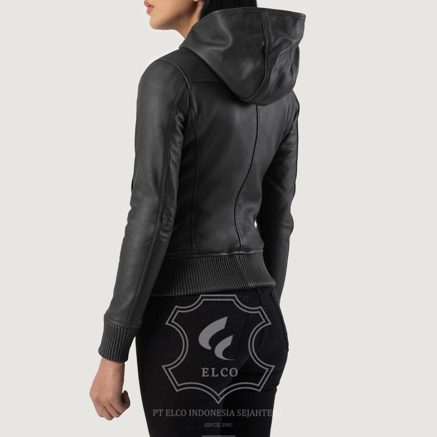 Jaket Kulit Wanita Desain Bomber - WCB 408 - Gambar 4