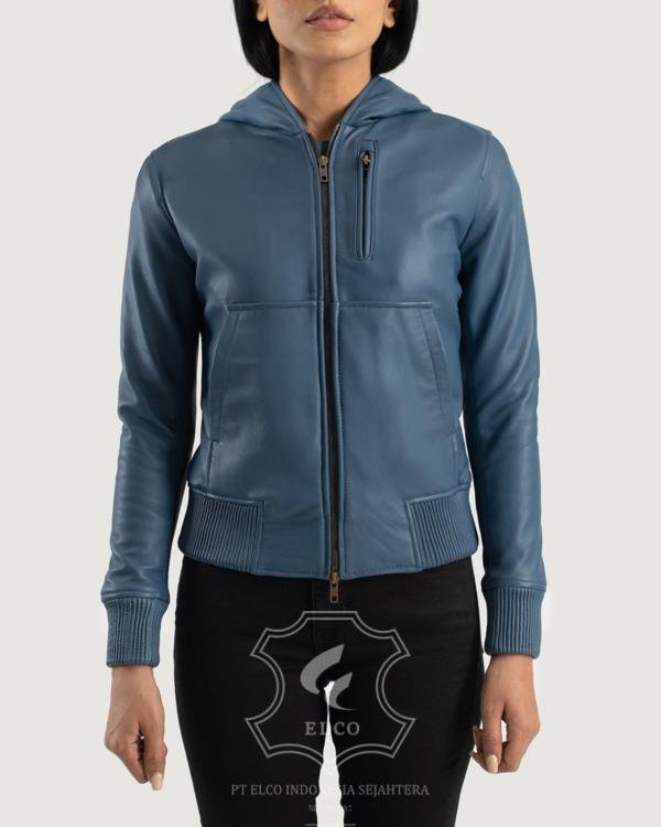 Jaket Kulit Wanita Desain Hodie/Kupuk - WCH 407