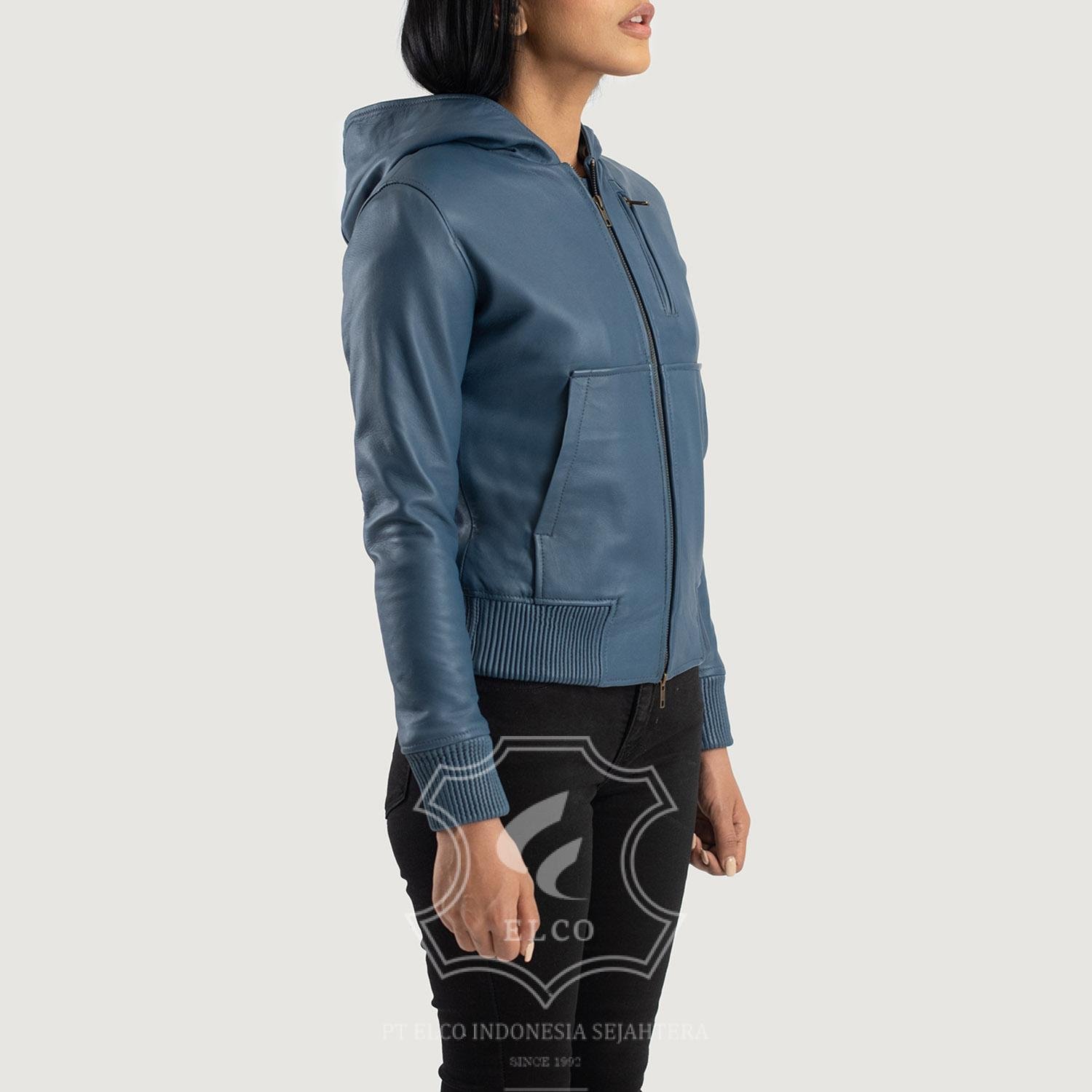 Jaket Kulit Wanita Desain Bomber - WCB 409 - Gambar 3