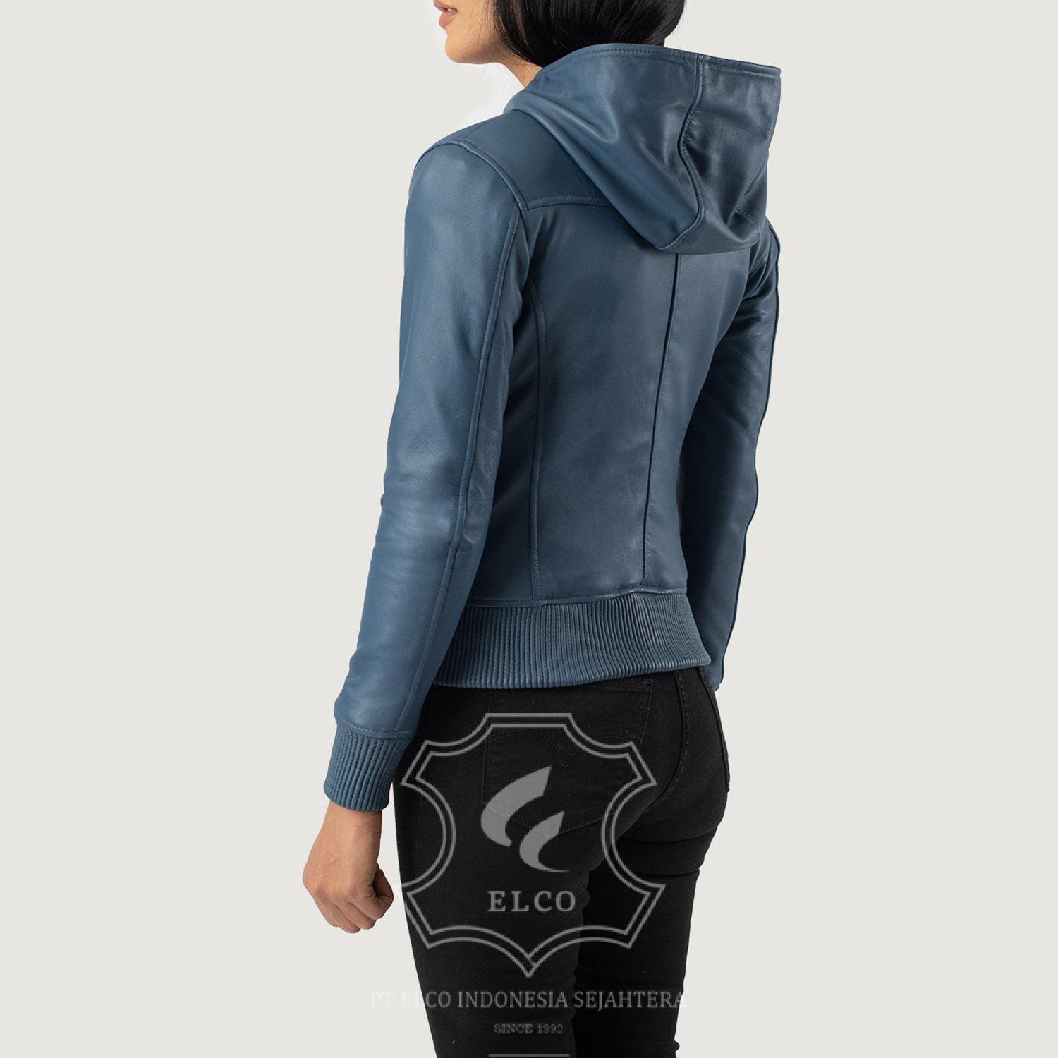Jaket Kulit Wanita Desain Bomber - WCB 409 - Gambar 4