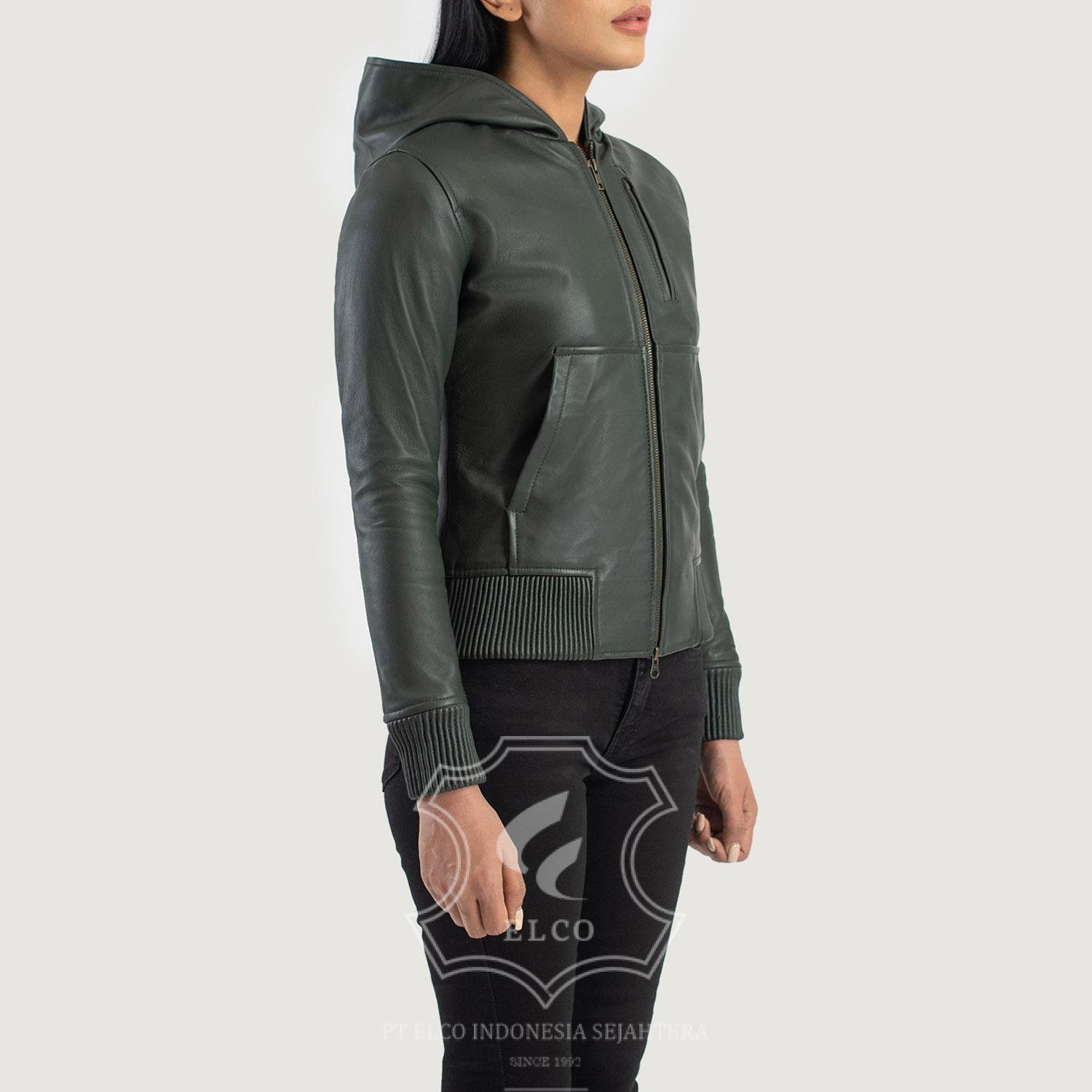 Jaket Kulit Wanita Desain Bomber - WCB 410 - Gambar 3