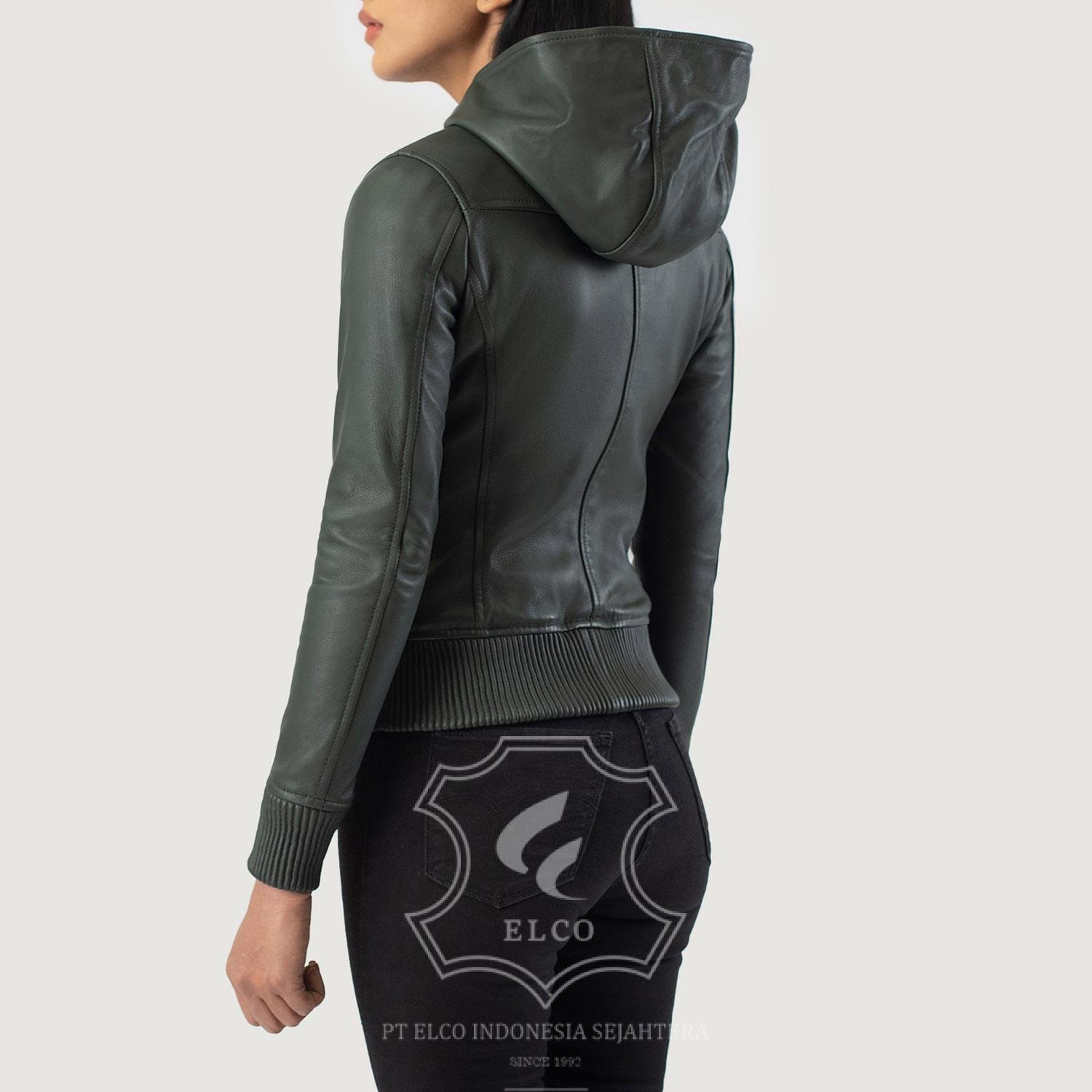 Jaket Kulit Wanita Desain Bomber - WCB 410 - Gambar 4