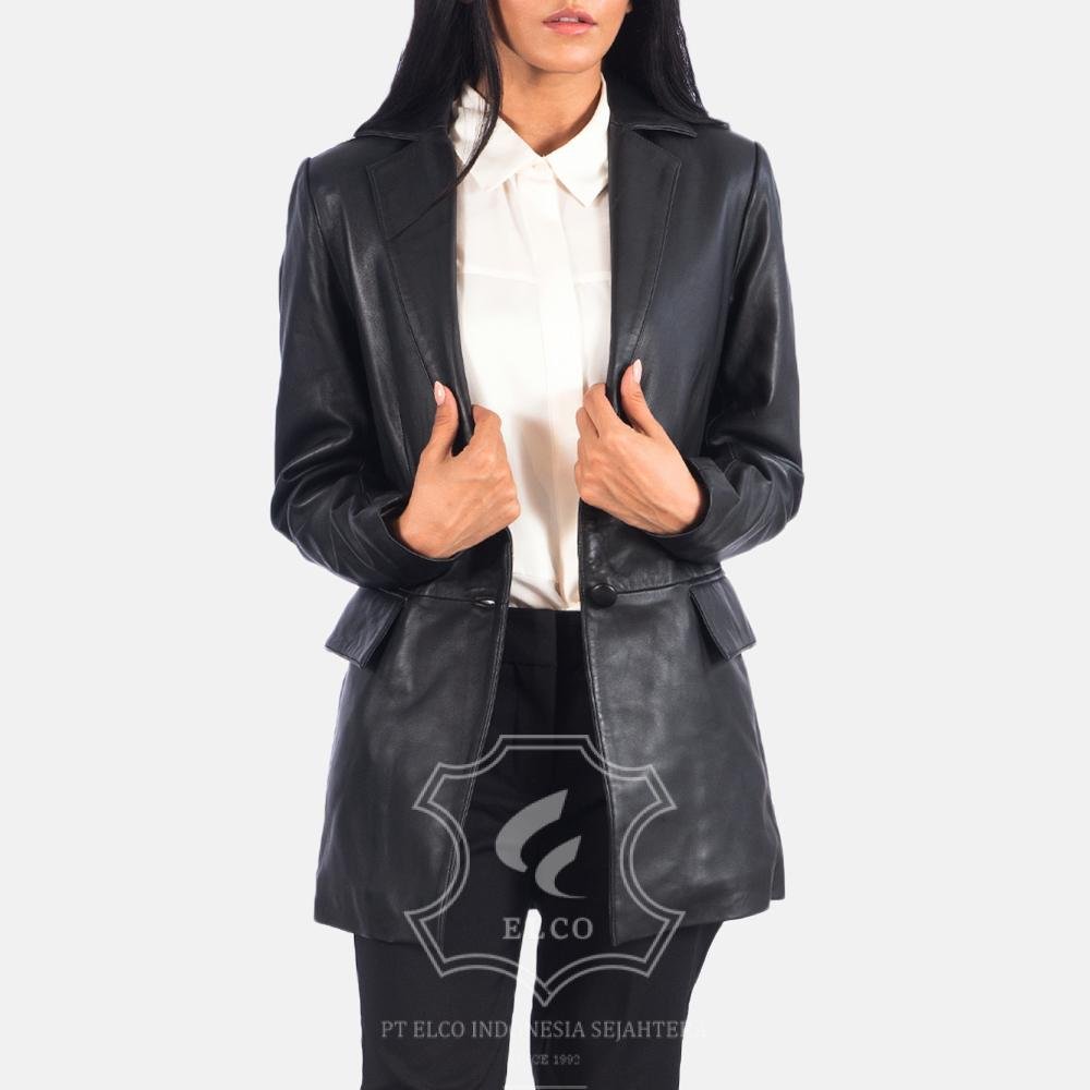 Jaket Kulit Wanita Desain Jas - WJ 401 - Gambar 3