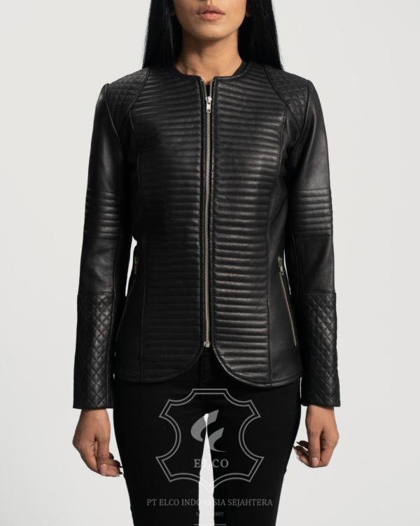 Jaket Kulit Wanita Desain Biker - WB 407