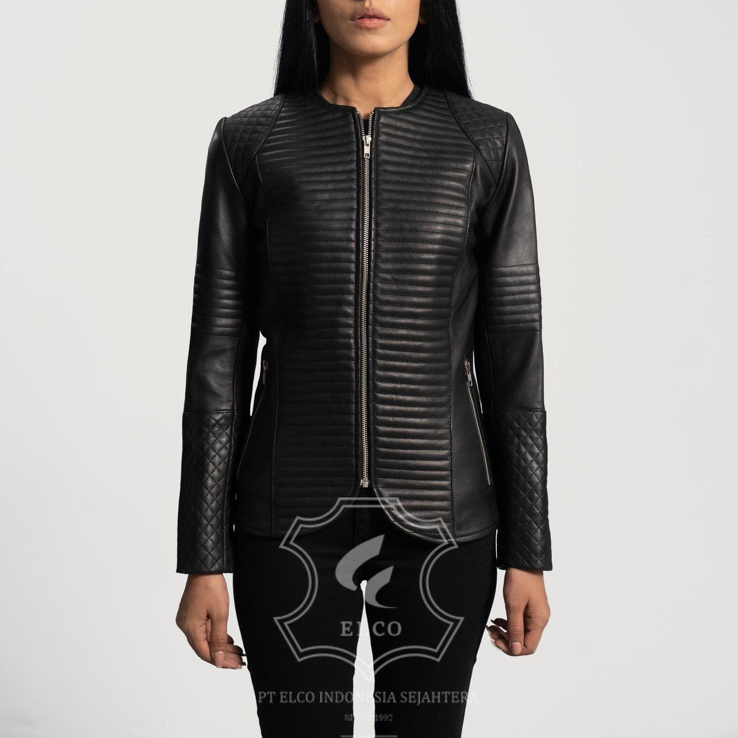 Jaket Kulit Wanita Desain Biker - WB 407