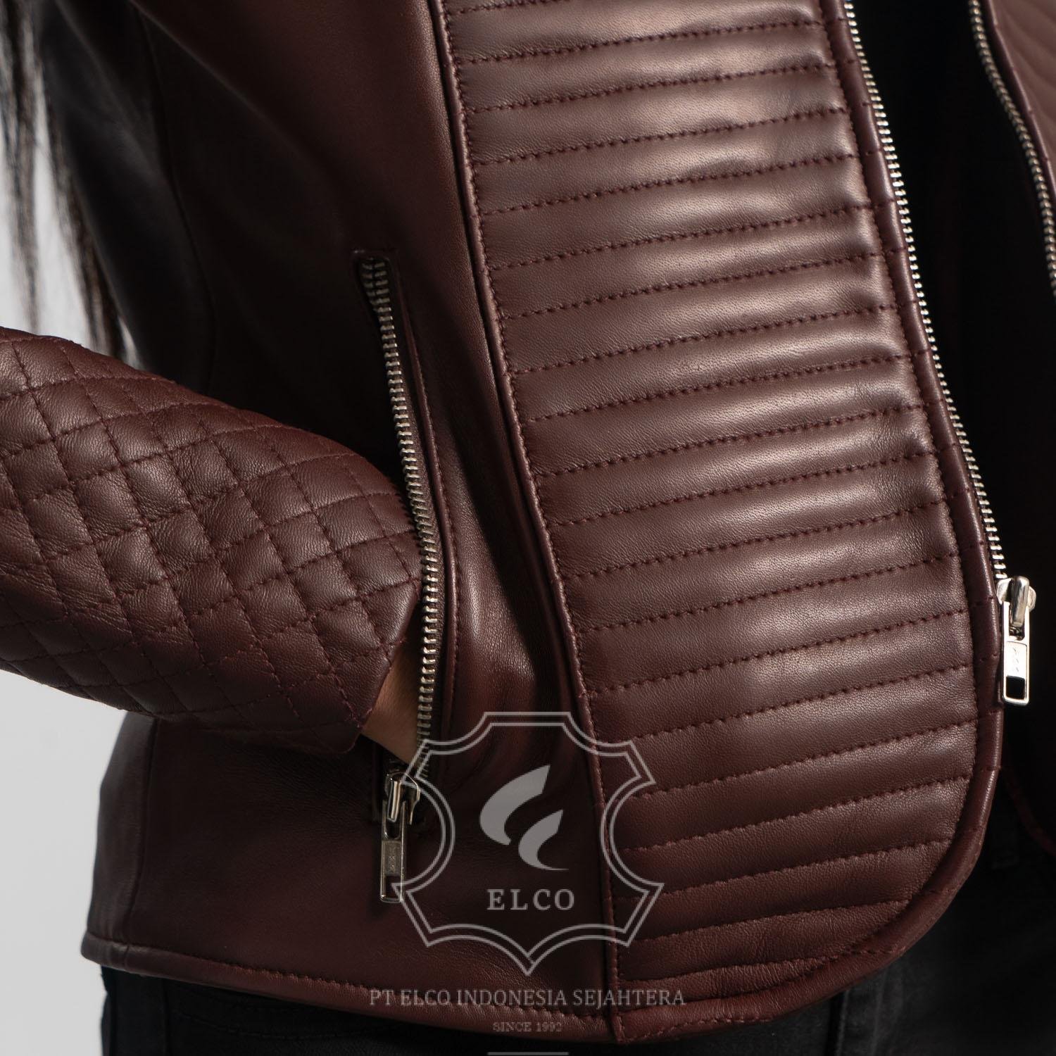 Jaket Kulit Wanita Desain Biker - WB 408 - Gambar 2