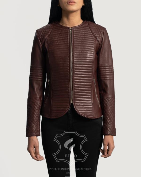 Jaket Kulit Wanita Desain Biker - WB 408
