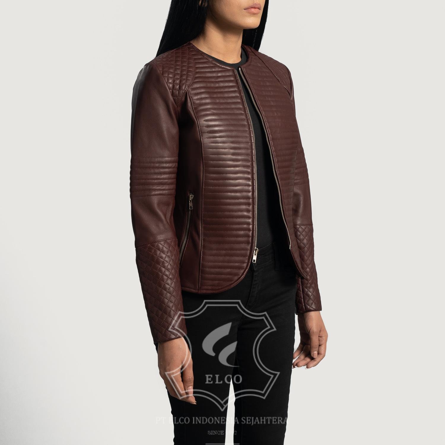 Jaket Kulit Wanita Desain Biker - WB 408 - Gambar 4