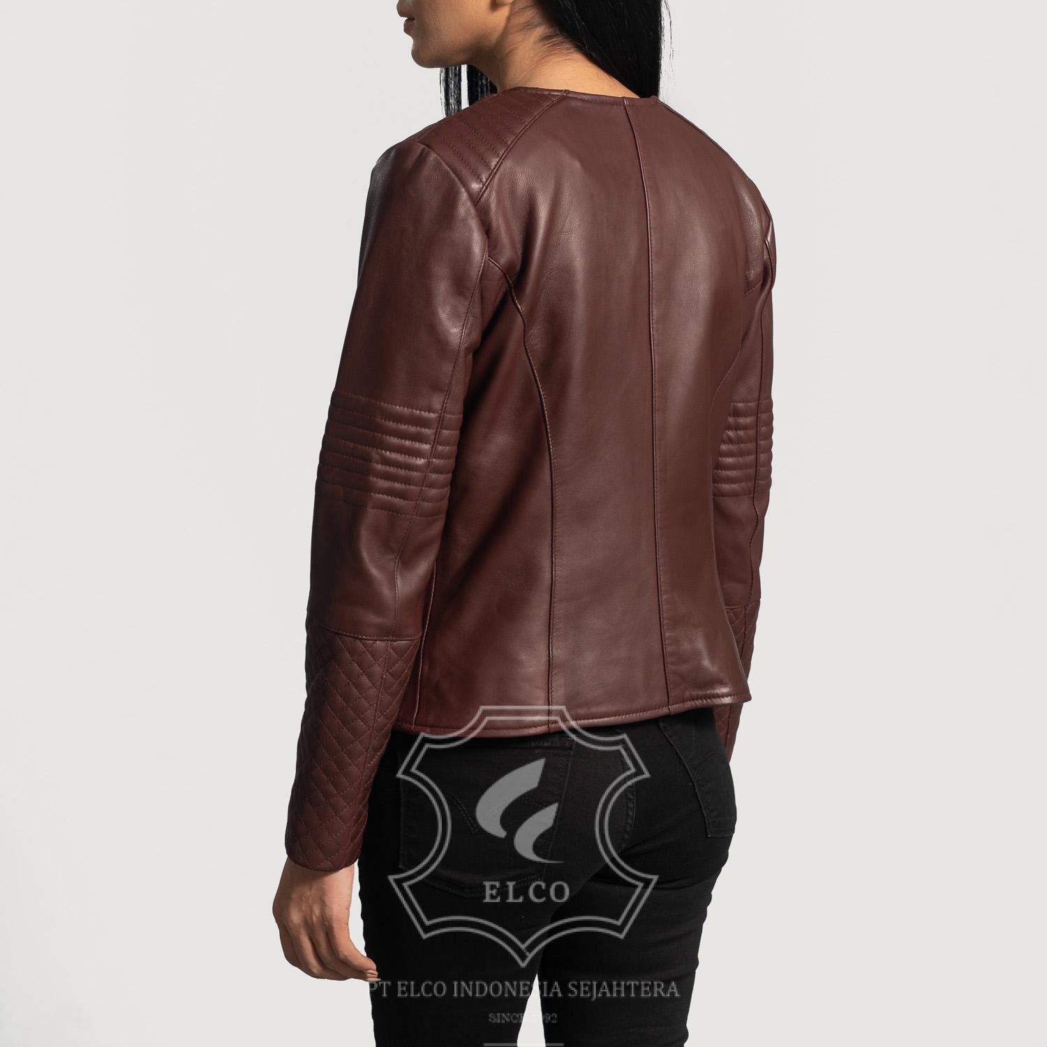 Jaket Kulit Wanita Desain Biker - WB 408 - Gambar 5