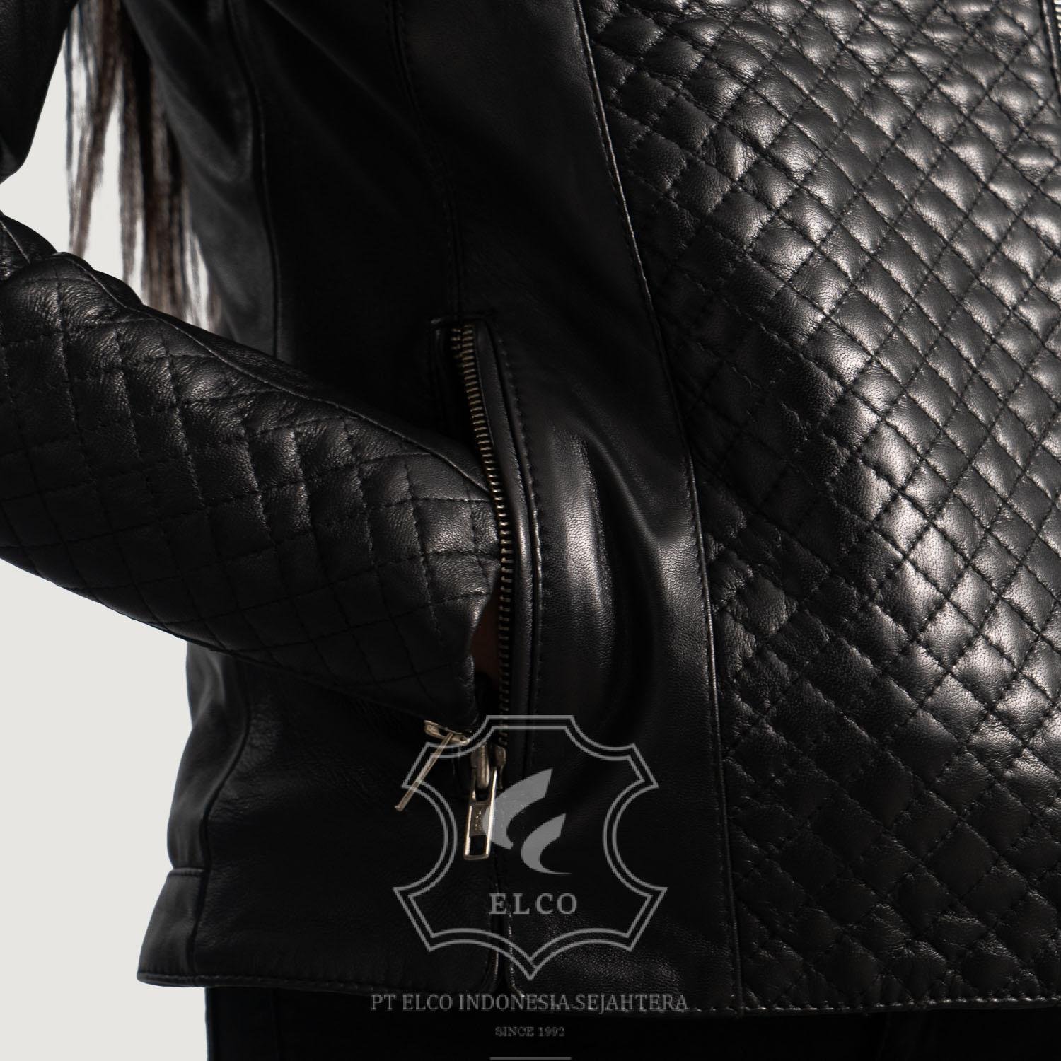 Jaket Kulit Wanita Desain Biker - WB 404 - Gambar 2