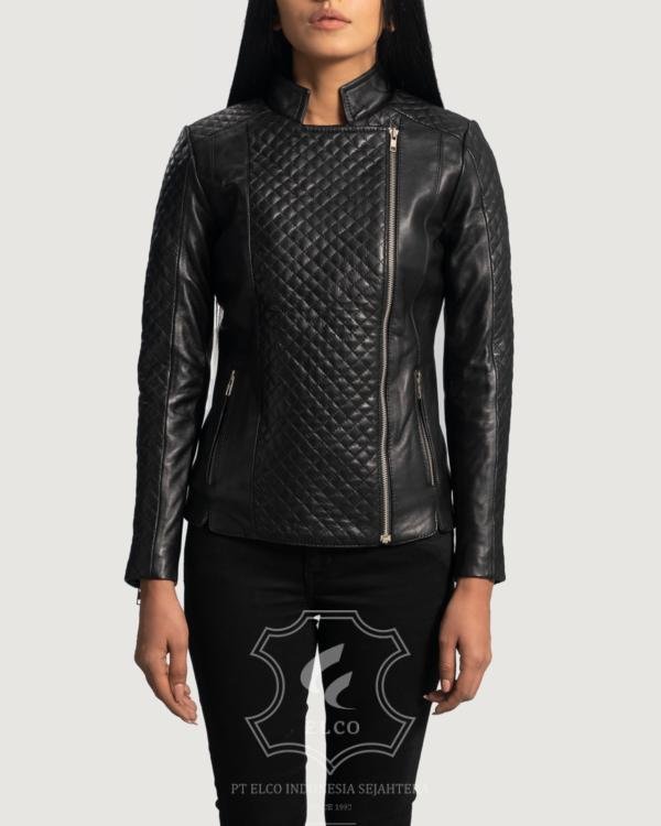 Jaket Kulit Wanita Desain Biker - WB 404