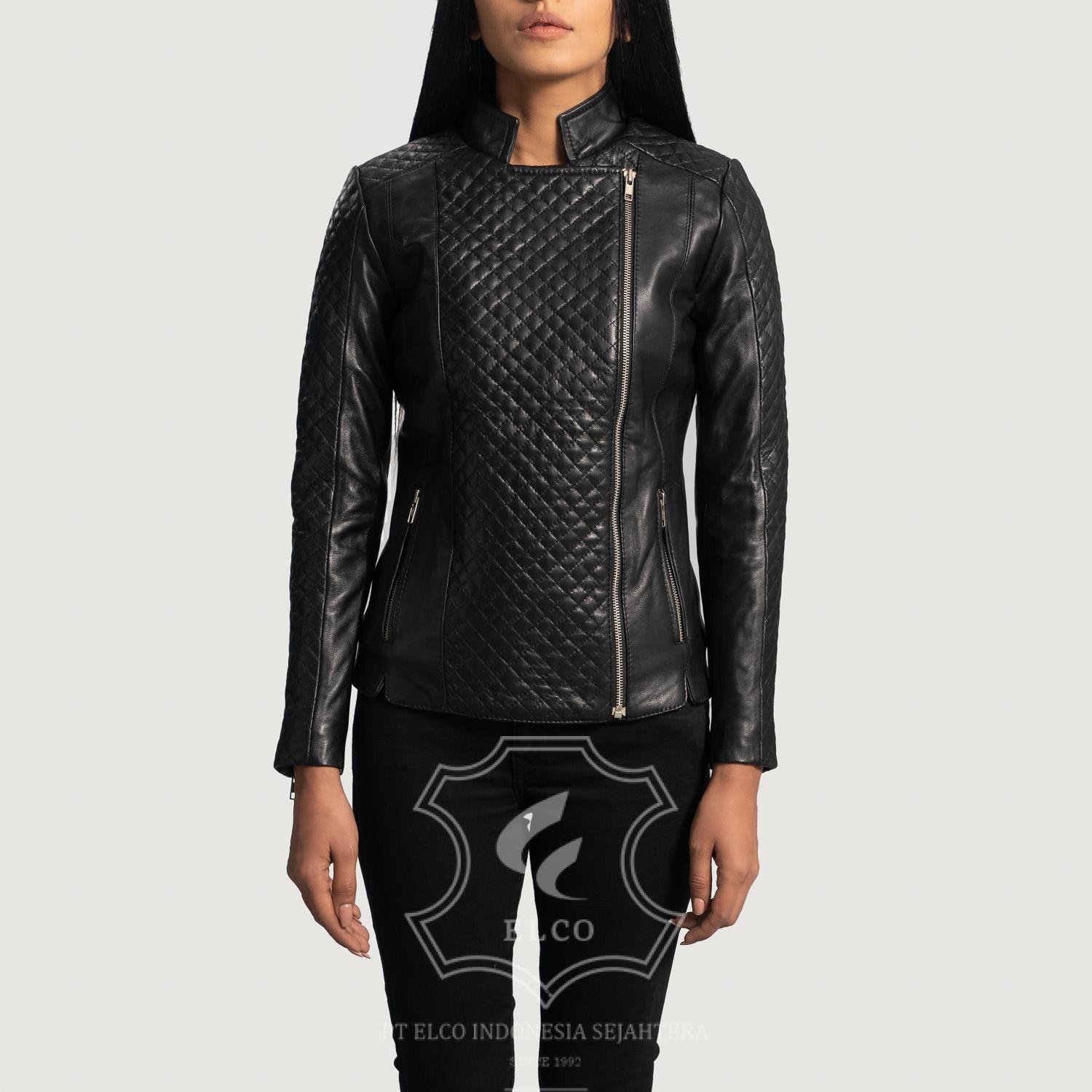 Jaket Kulit Wanita Desain Biker - WB 404