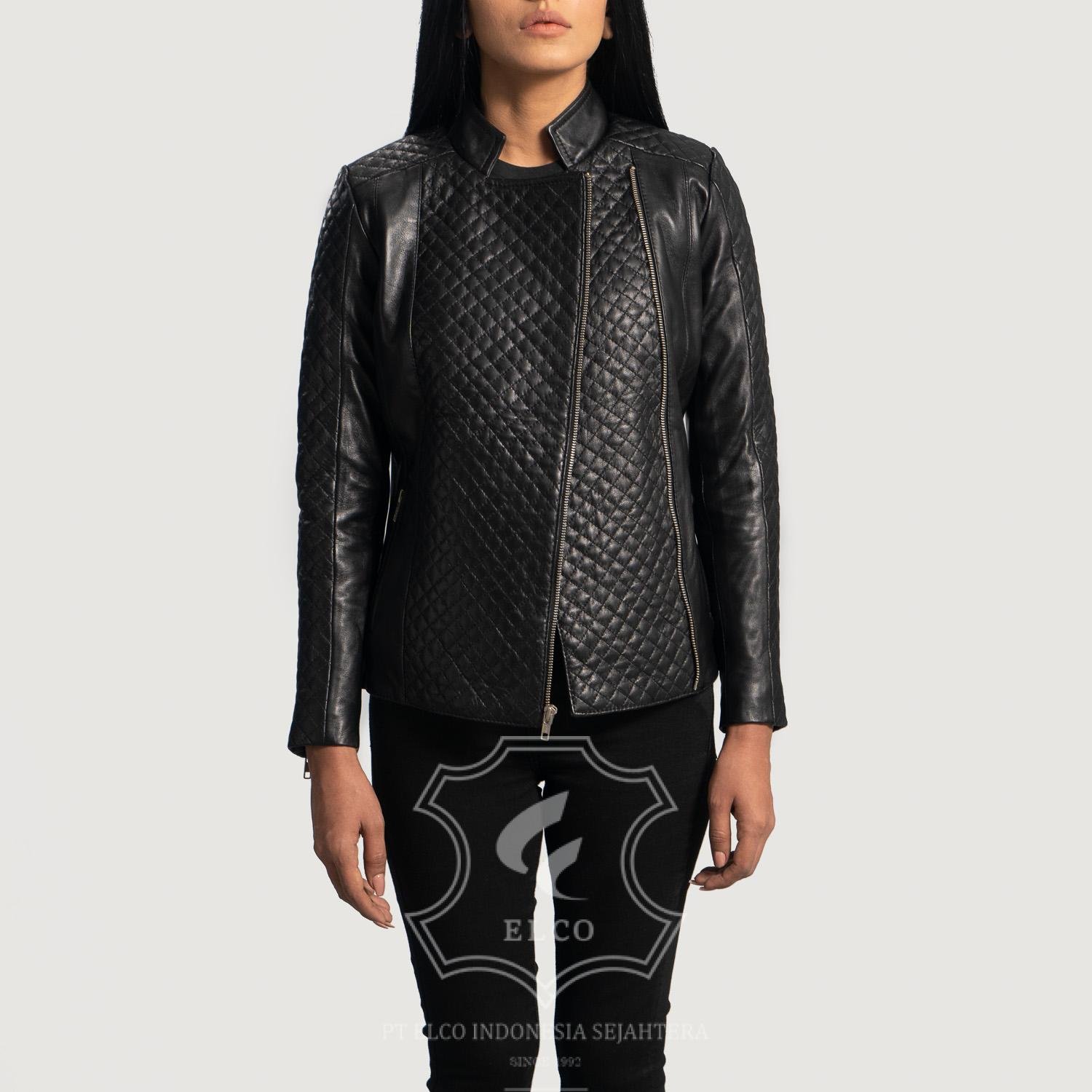 Jaket Kulit Wanita Desain Biker - WB 404 - Gambar 3