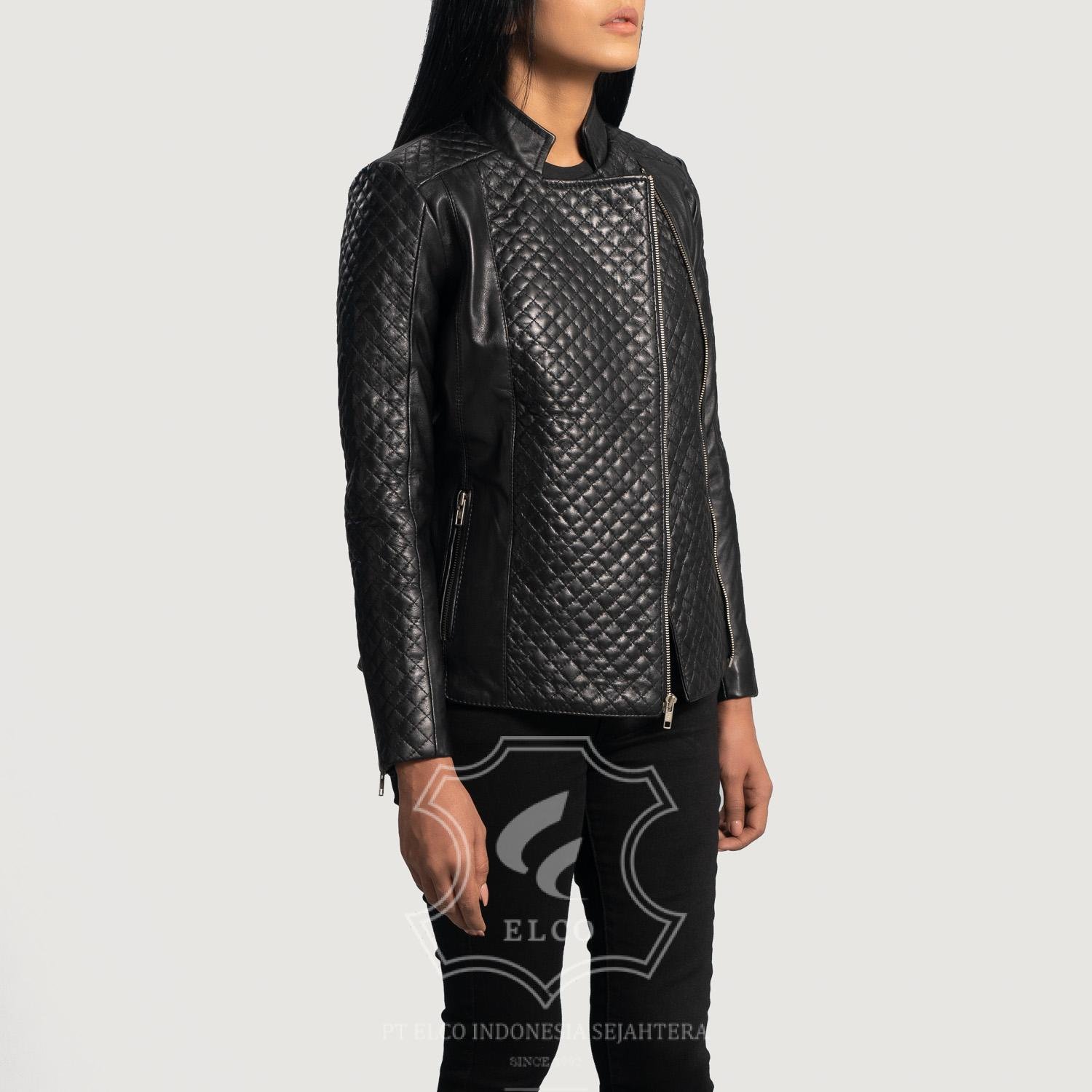 Jaket Kulit Wanita Desain Biker - WB 404 - Gambar 4