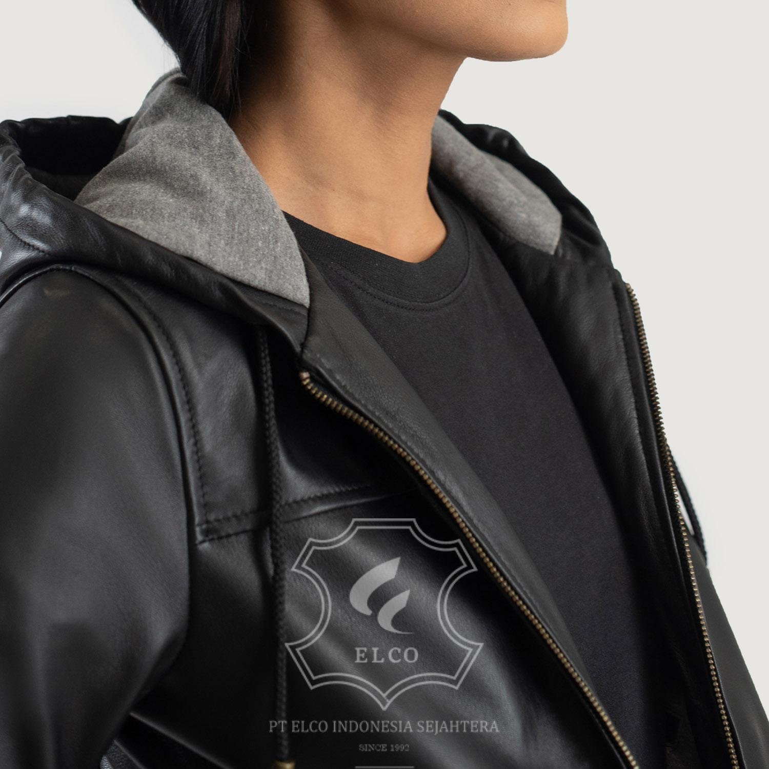 Jaket Kulit Wanita Desain Bomber - WCB 411 - Gambar 5