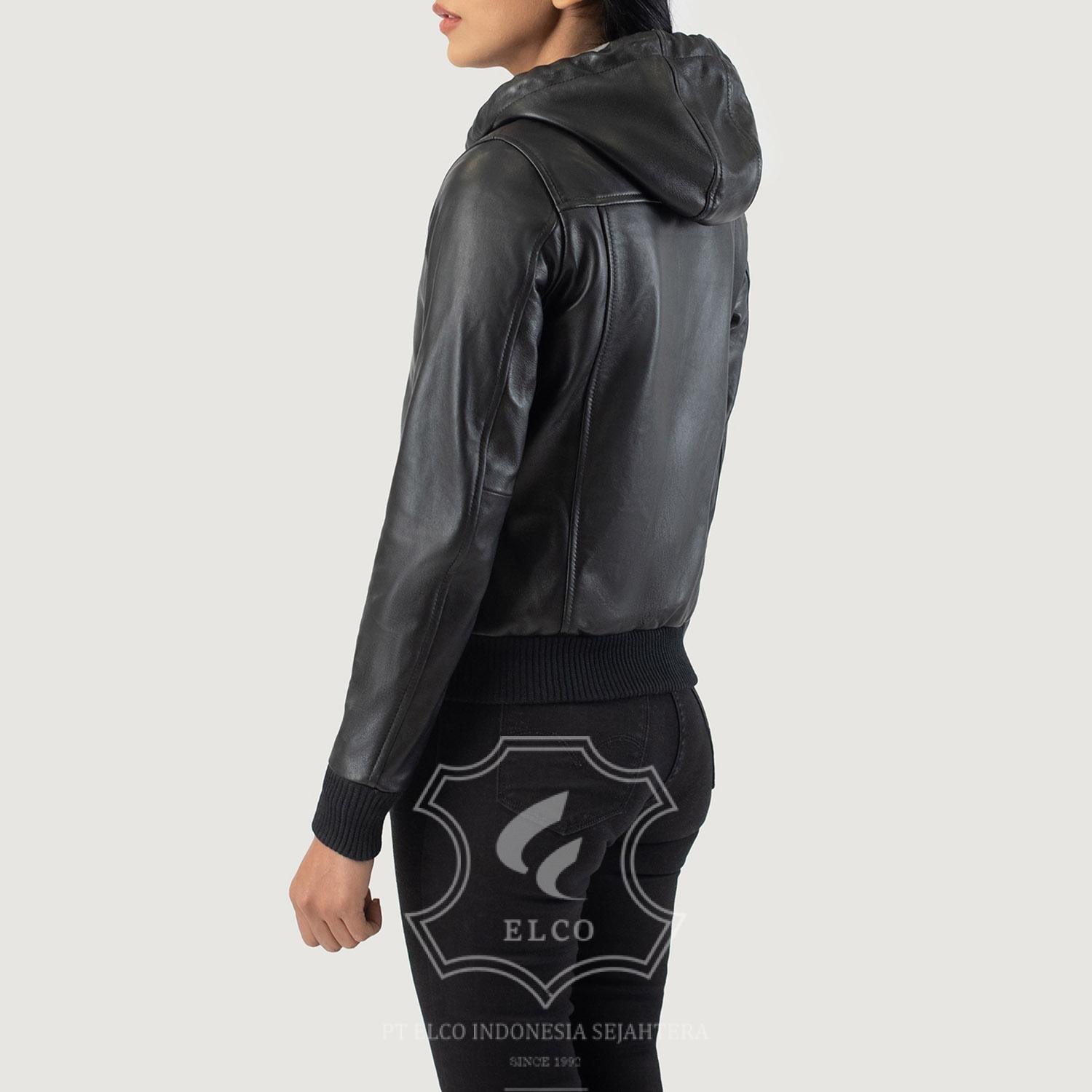 Jaket Kulit Wanita Desain Bomber - WCB 411 - Gambar 4