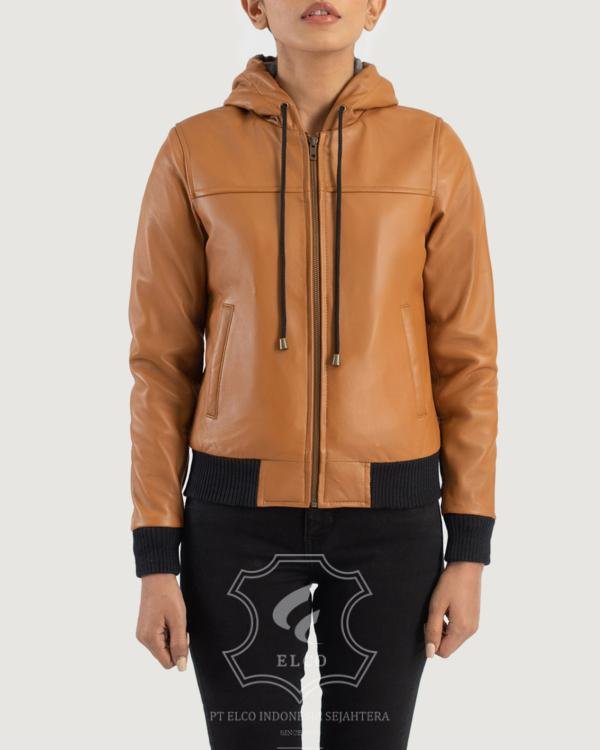 Jaket Kulit Wanita Desain Bomber - WCB 412