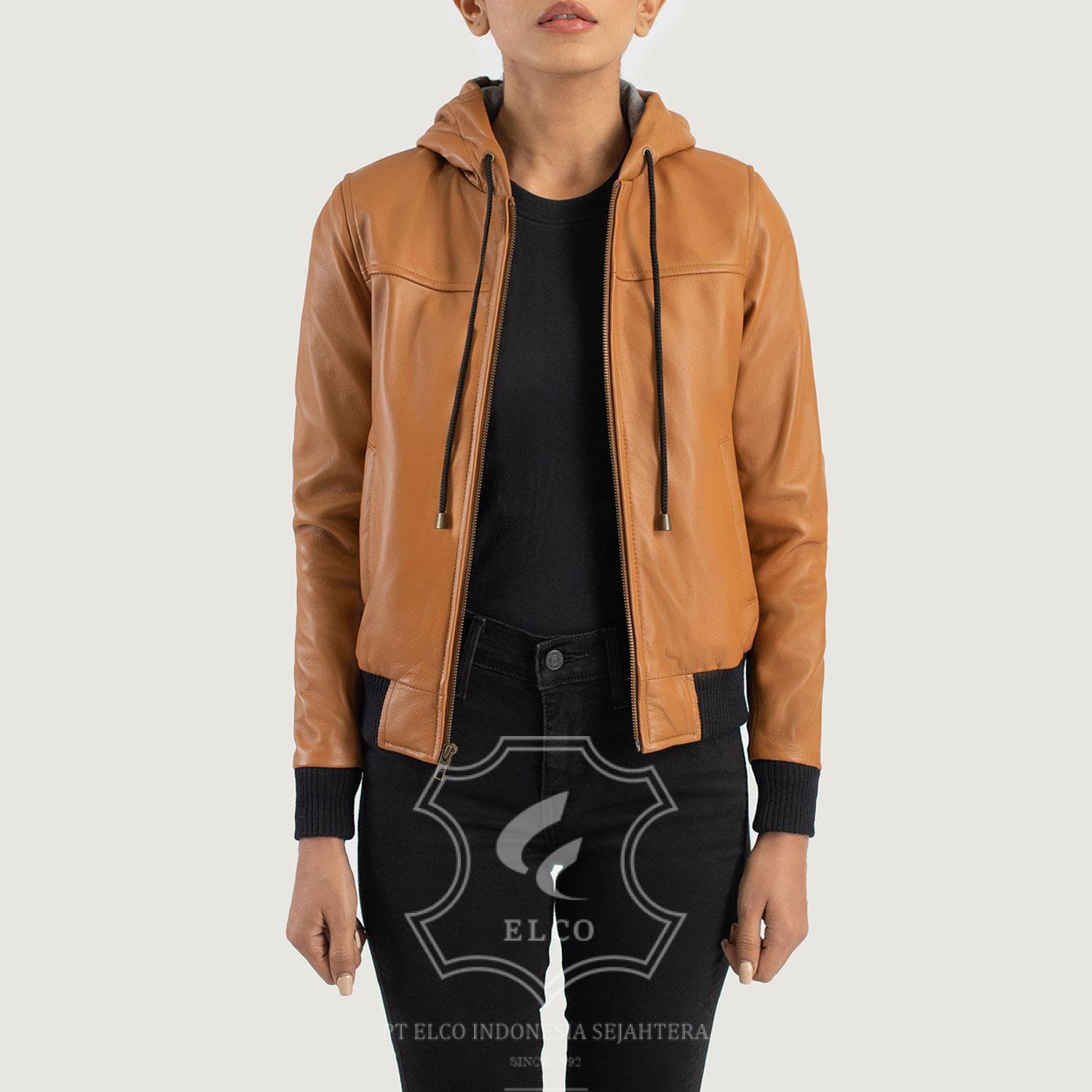 Jaket Kulit Wanita Desain Bomber - WCB 412 - Gambar 2