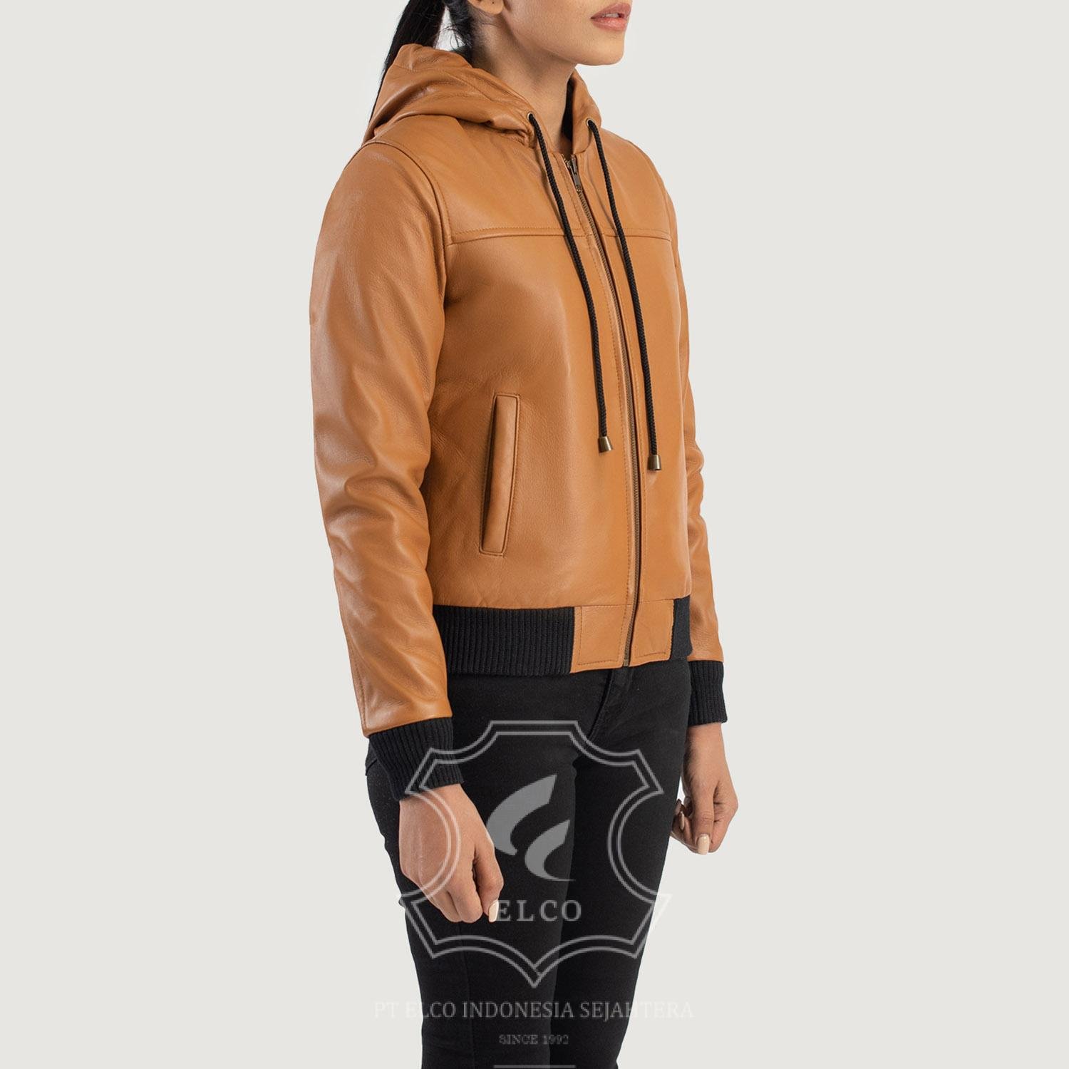 Jaket Kulit Wanita Desain Bomber - WCB 412 - Gambar 3