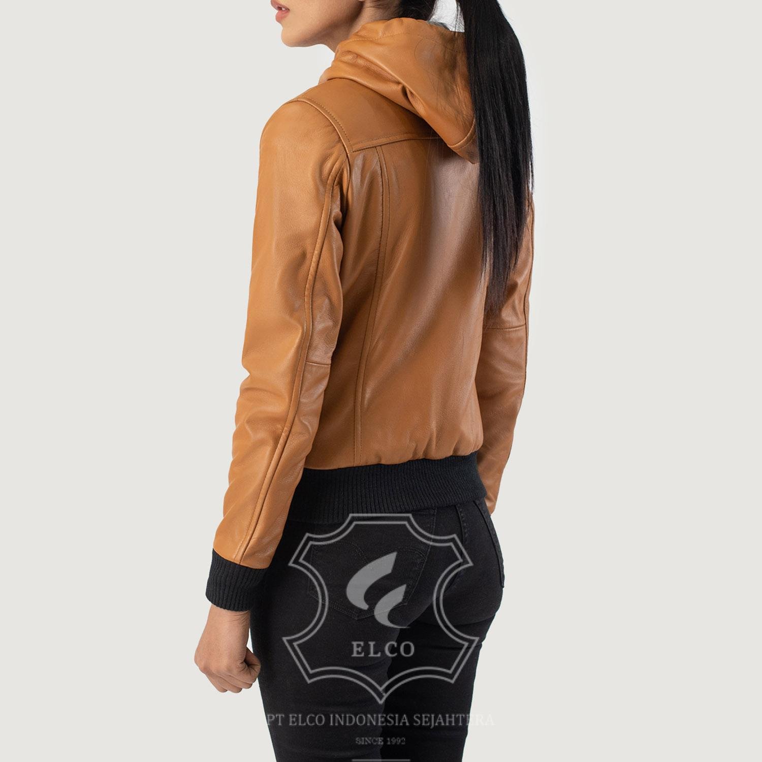 Jaket Kulit Wanita Desain Bomber - WCB 412 - Gambar 4