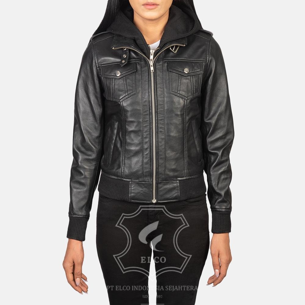 Jaket Kulit Wanita Desain Bomber - WCB 405