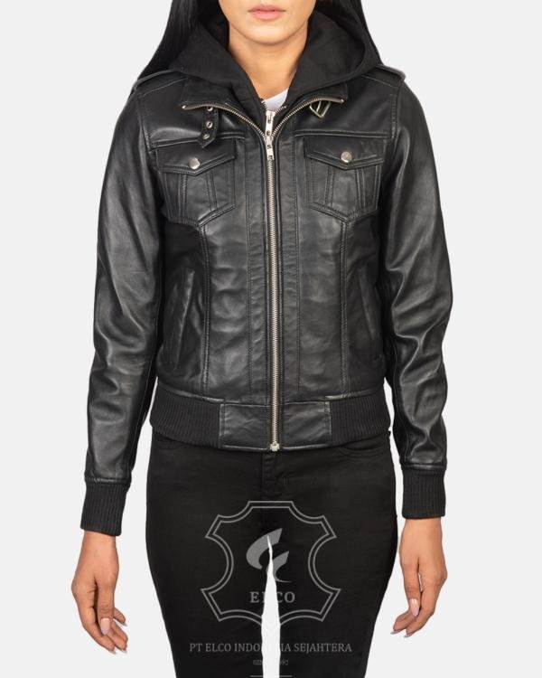 Jaket Kulit Wanita Desain Biker - WCH 403