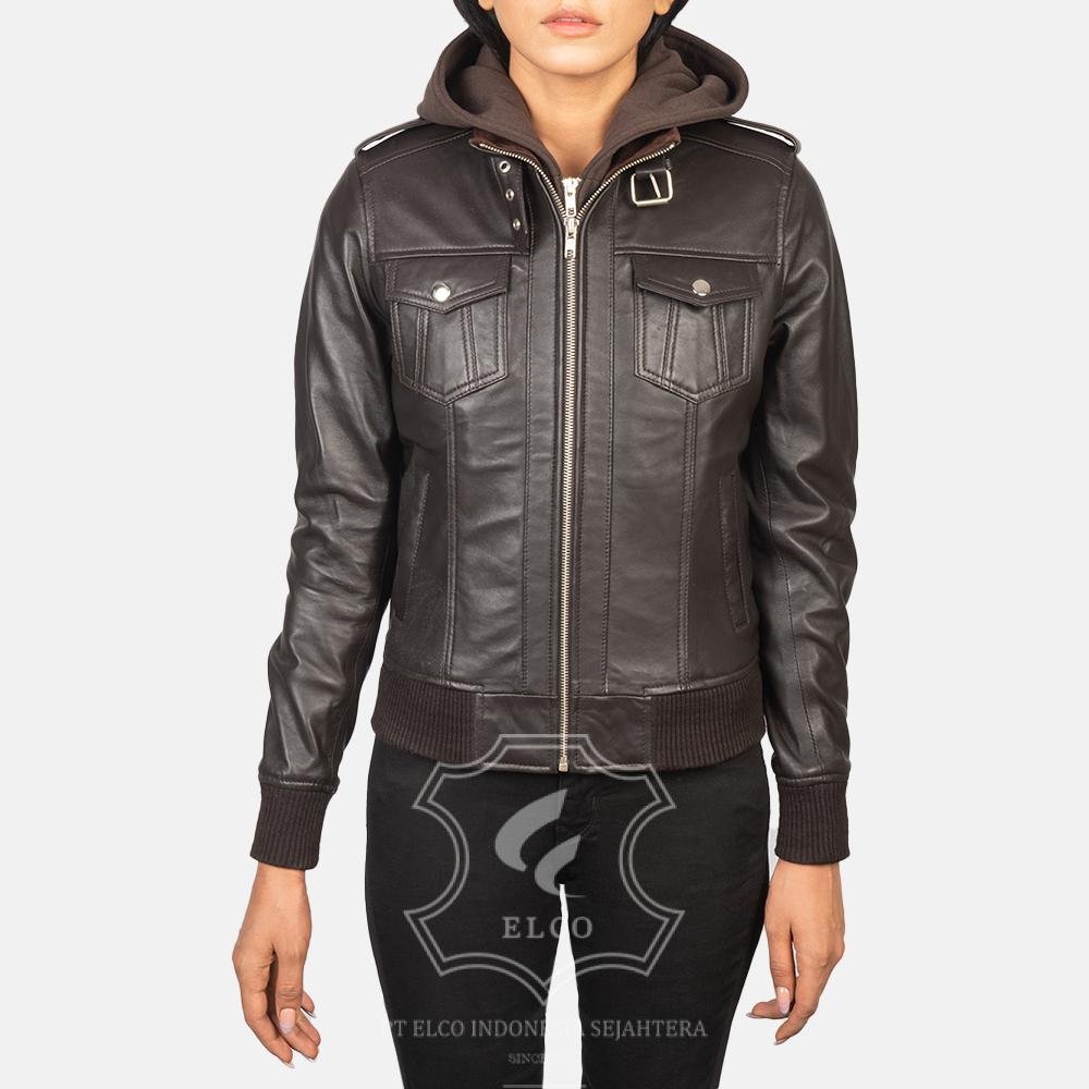 Jaket Kulit Wanita Desain Bomber - WCB 407