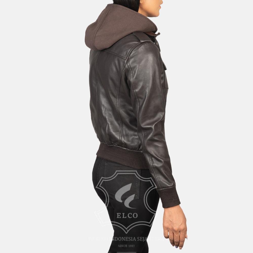 Jaket Kulit Wanita Desain Bomber - WCB 407 - Gambar 4