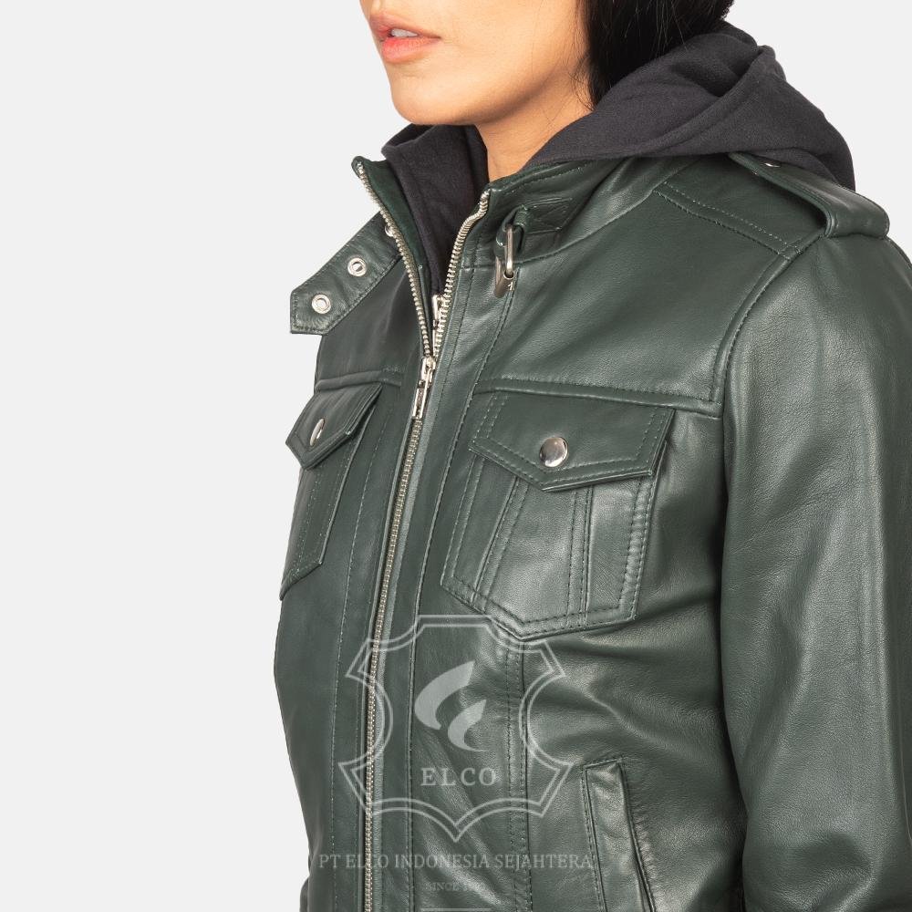 Jaket Kulit Wanita Desain Bomber - WCB 406 - Gambar 5