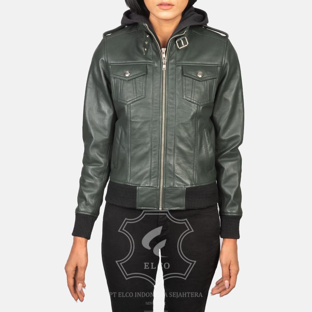 Jaket Kulit Wanita Desain Bomber - WCB 406