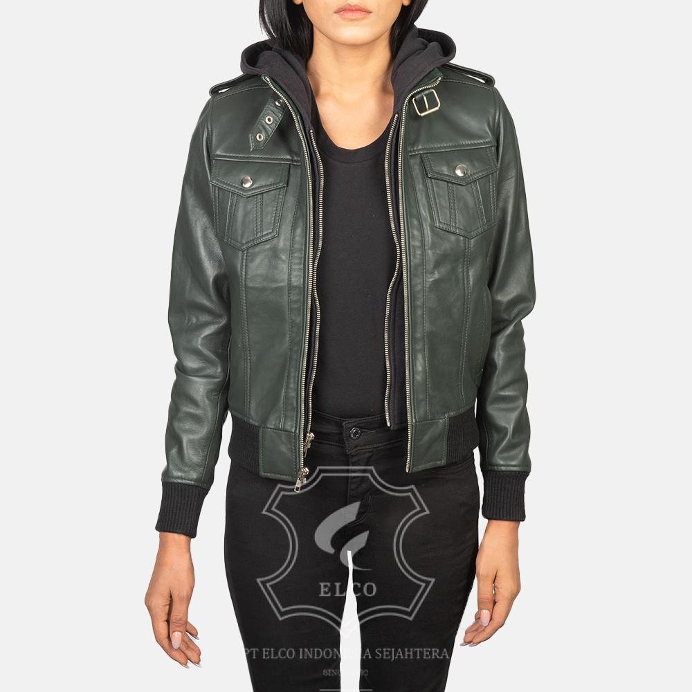 Jaket Kulit Wanita Desain Bomber - WCB 406 - Gambar 2