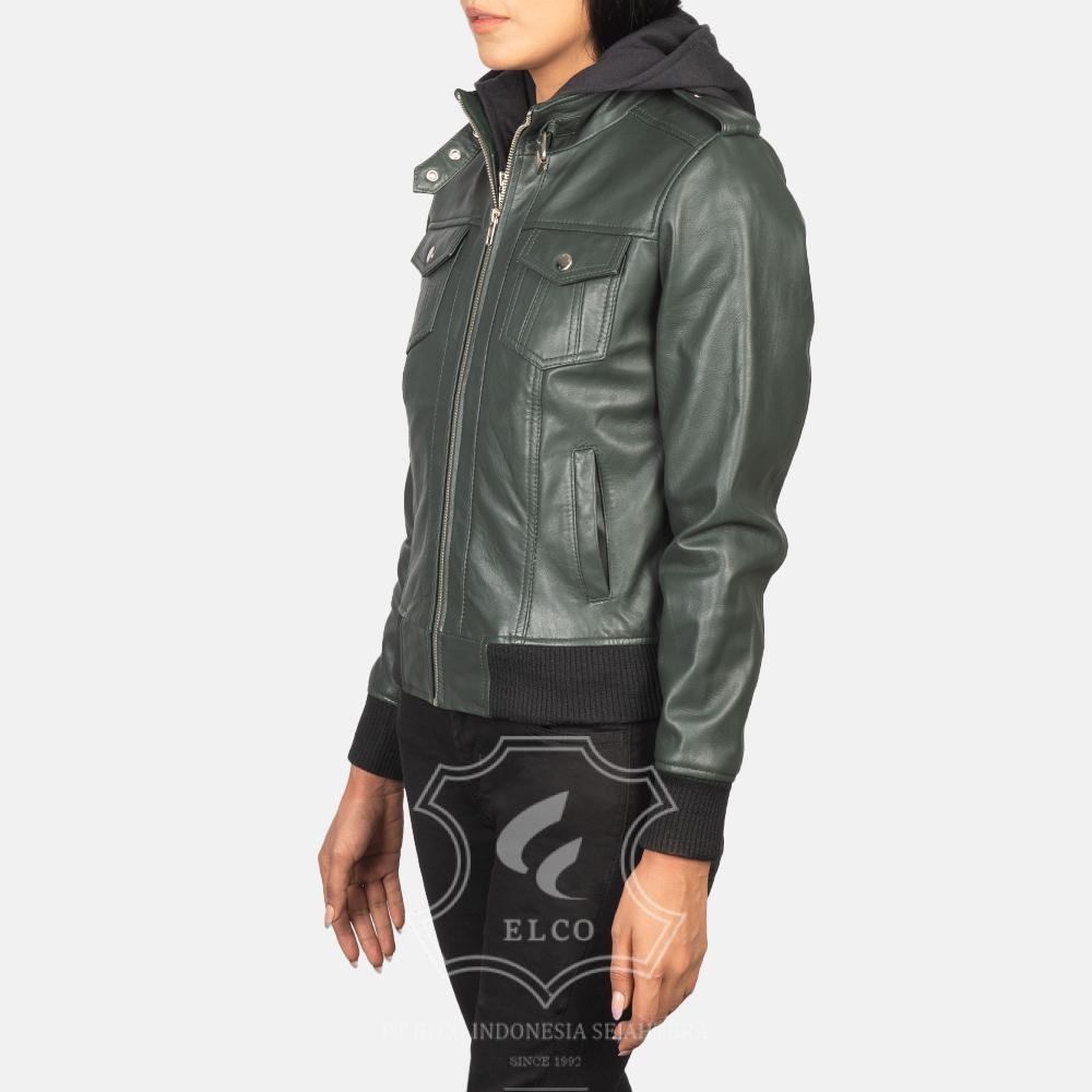 Jaket Kulit Wanita Desain Hodie/Kupuk - WCH 404 - Gambar 4