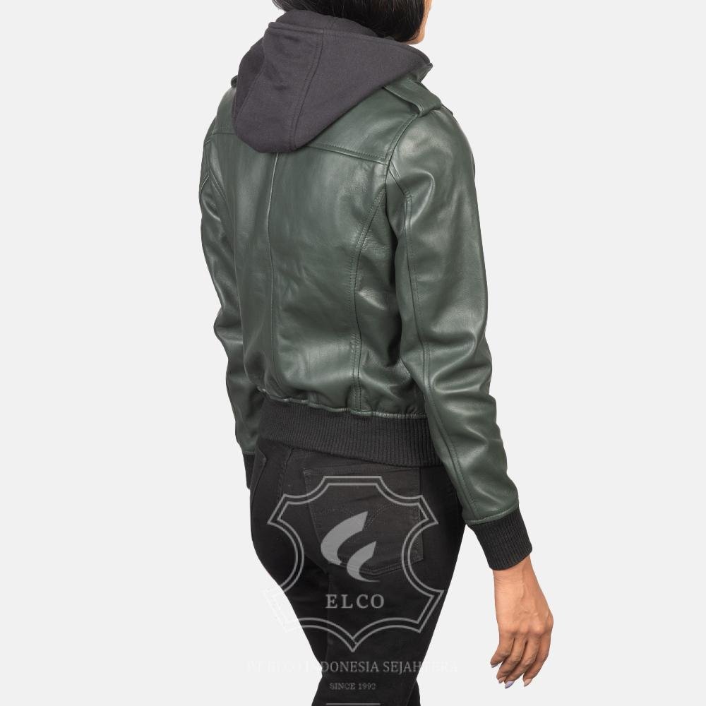 Jaket Kulit Wanita Desain Bomber - WCB 406 - Gambar 4